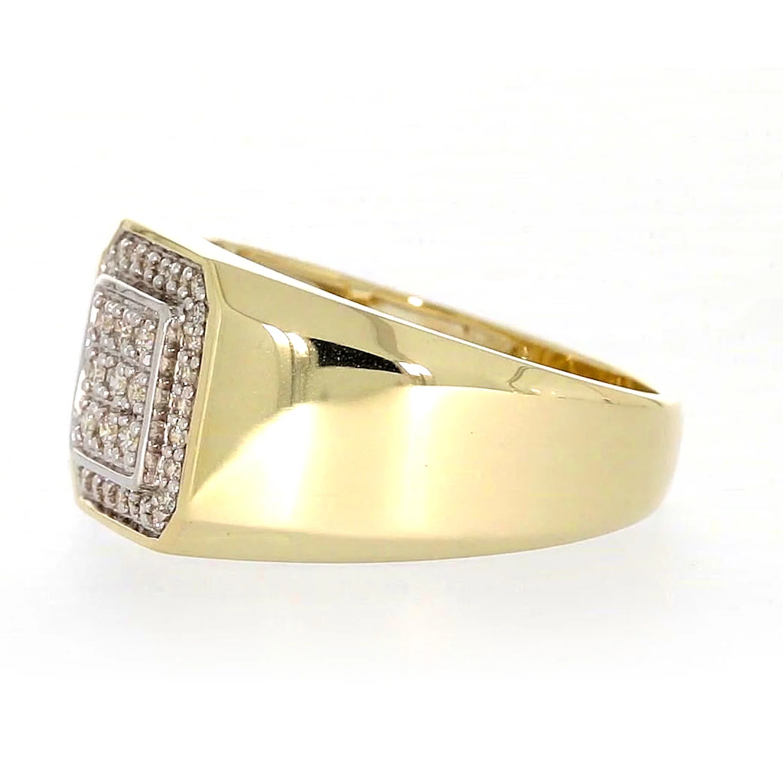 9ct Yellow Gold Round Brilliant Cut with 1/3 CARAT tw of Diamonds Square Mens Ring - Image 15