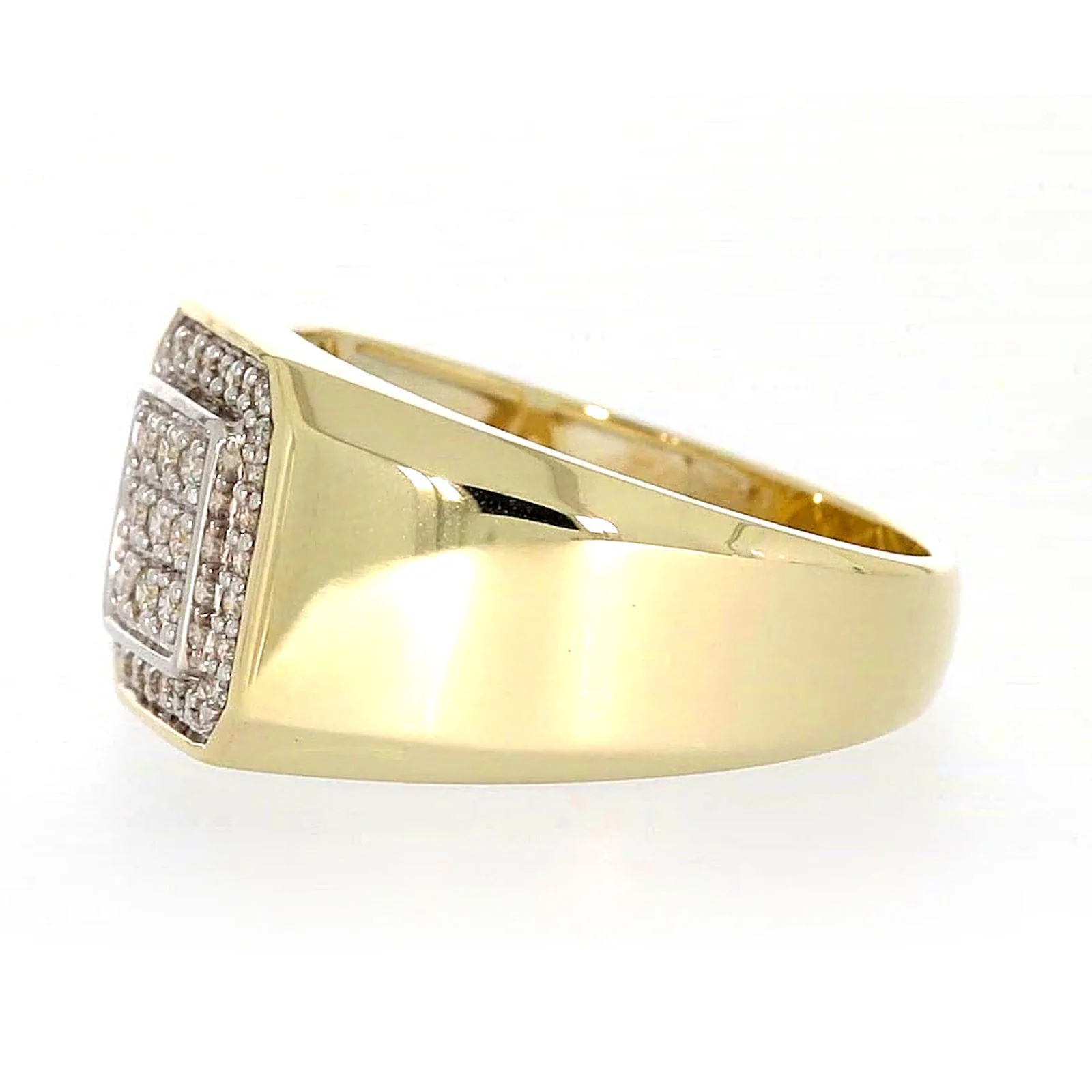 9ct Yellow Gold Round Brilliant Cut with 1/3 CARAT tw of Diamonds Square Mens Ring - Image 16