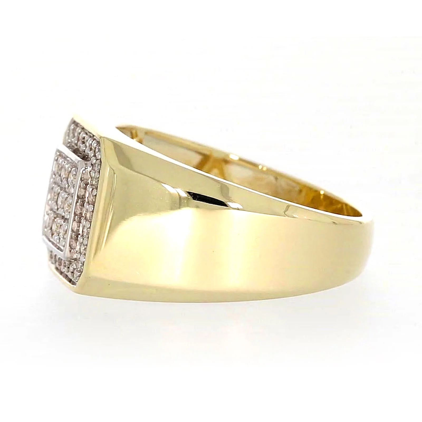 9ct Yellow Gold Round Brilliant Cut with 1/3 CARAT tw of Diamonds Square Mens Ring - Image 17