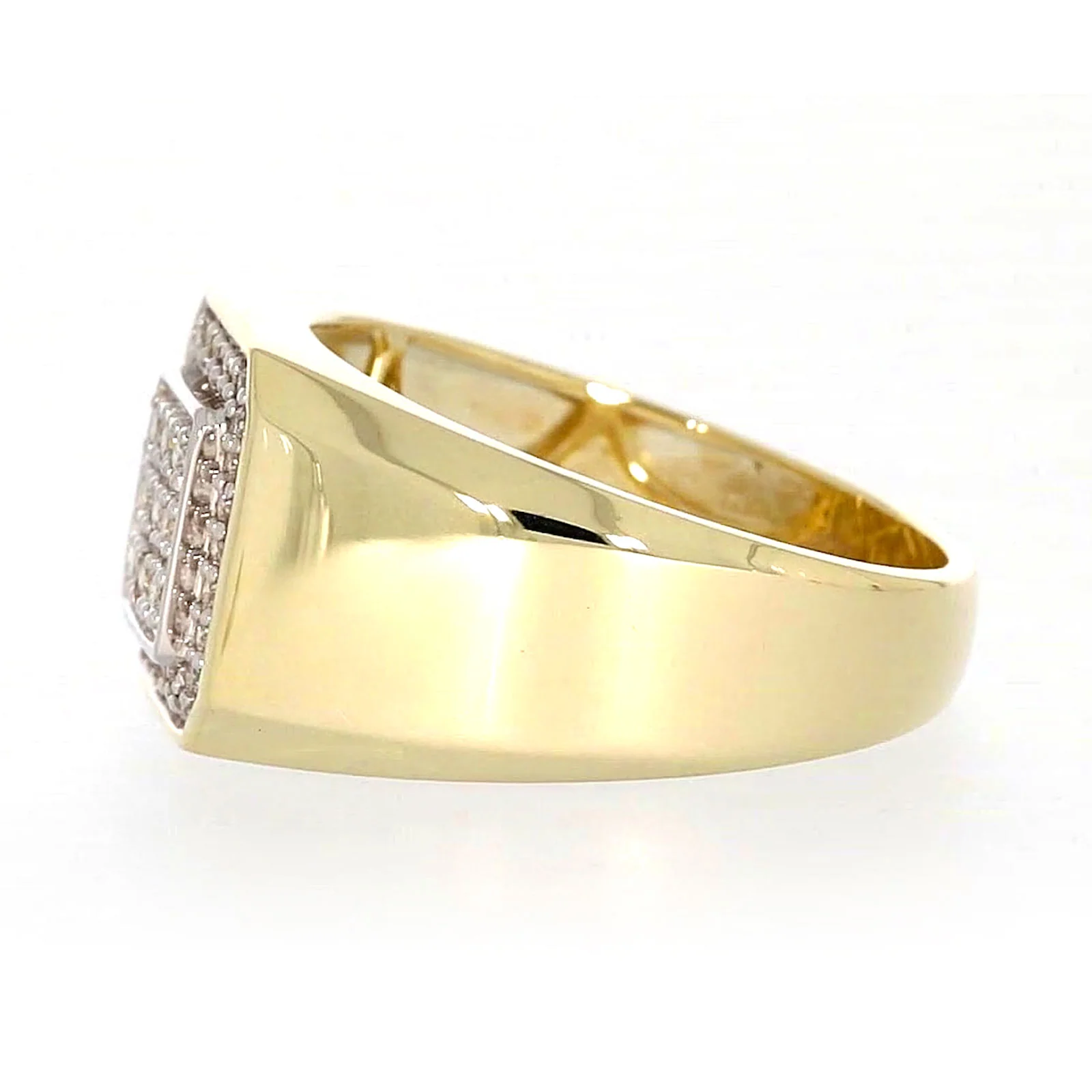 9ct Yellow Gold Round Brilliant Cut with 1/3 CARAT tw of Diamonds Square Mens Ring - Image 18