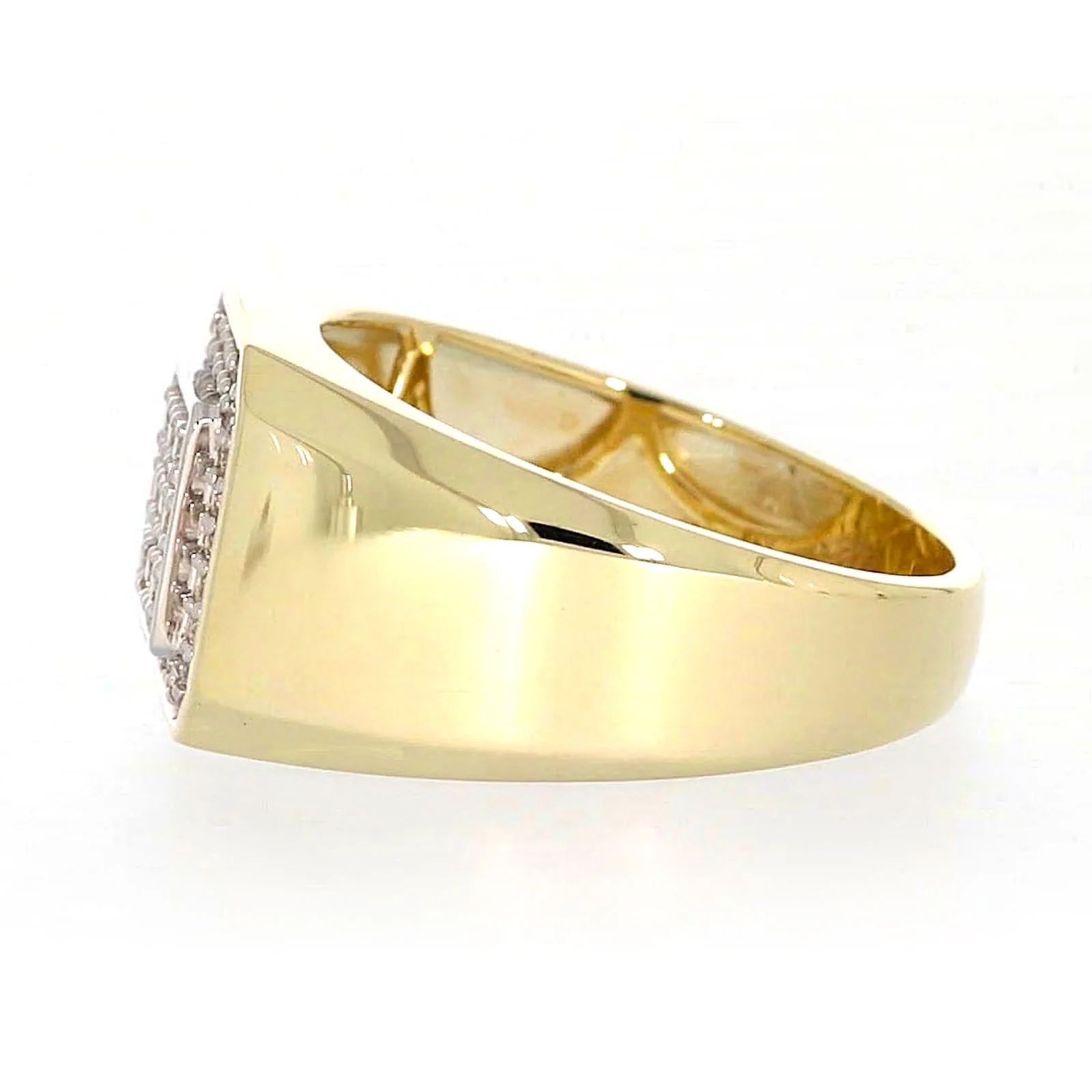 9ct Yellow Gold Round Brilliant Cut with 1/3 CARAT tw of Diamonds Square Mens Ring - Image 19