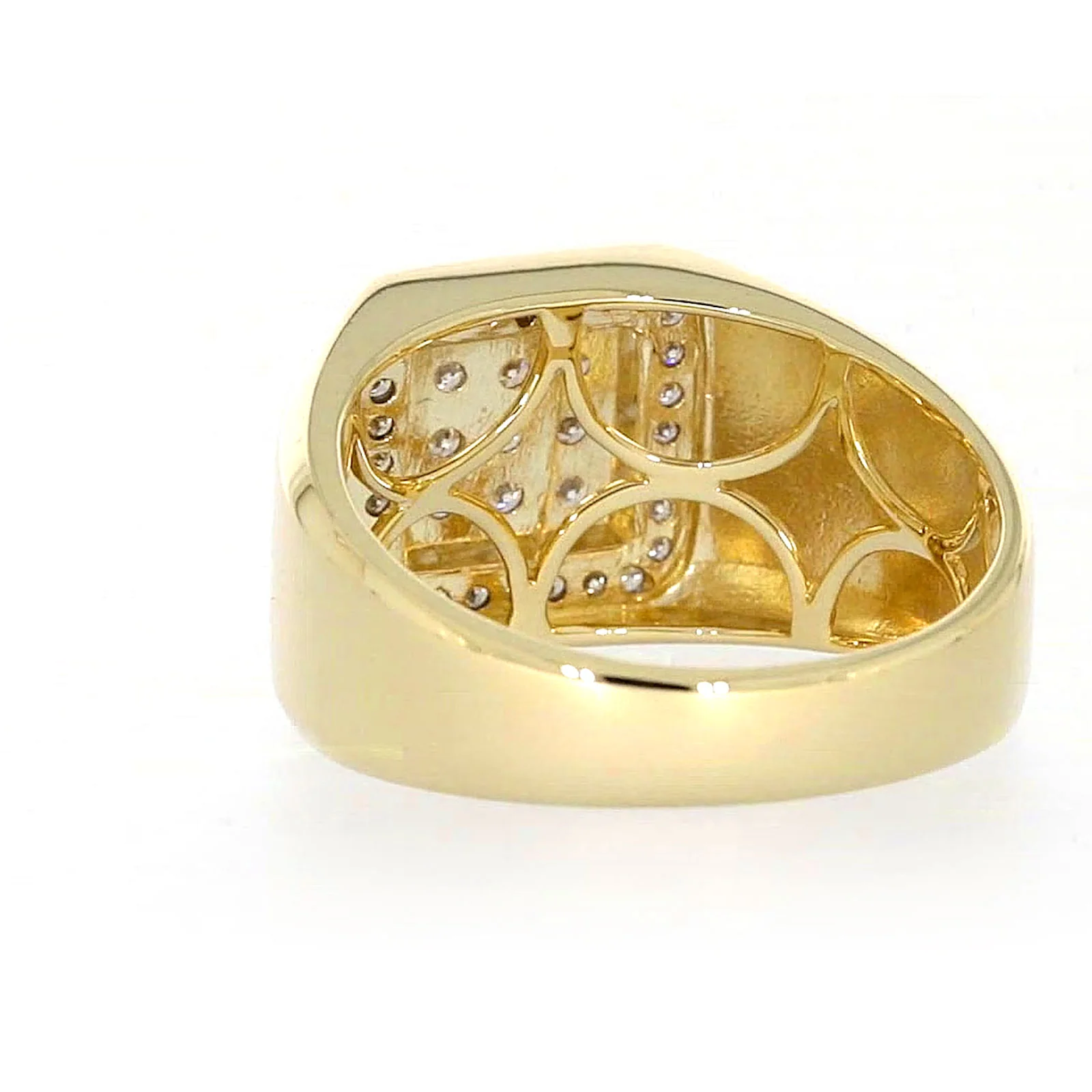 9ct Yellow Gold Round Brilliant Cut with 1/3 CARAT tw of Diamonds Square Mens Ring - Image 34