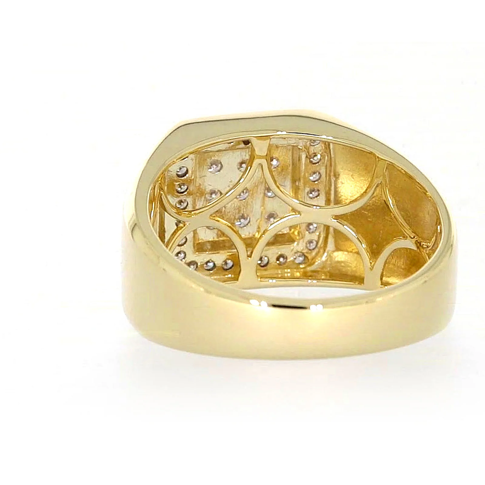 9ct Yellow Gold Round Brilliant Cut with 1/3 CARAT tw of Diamonds Square Mens Ring - Image 35