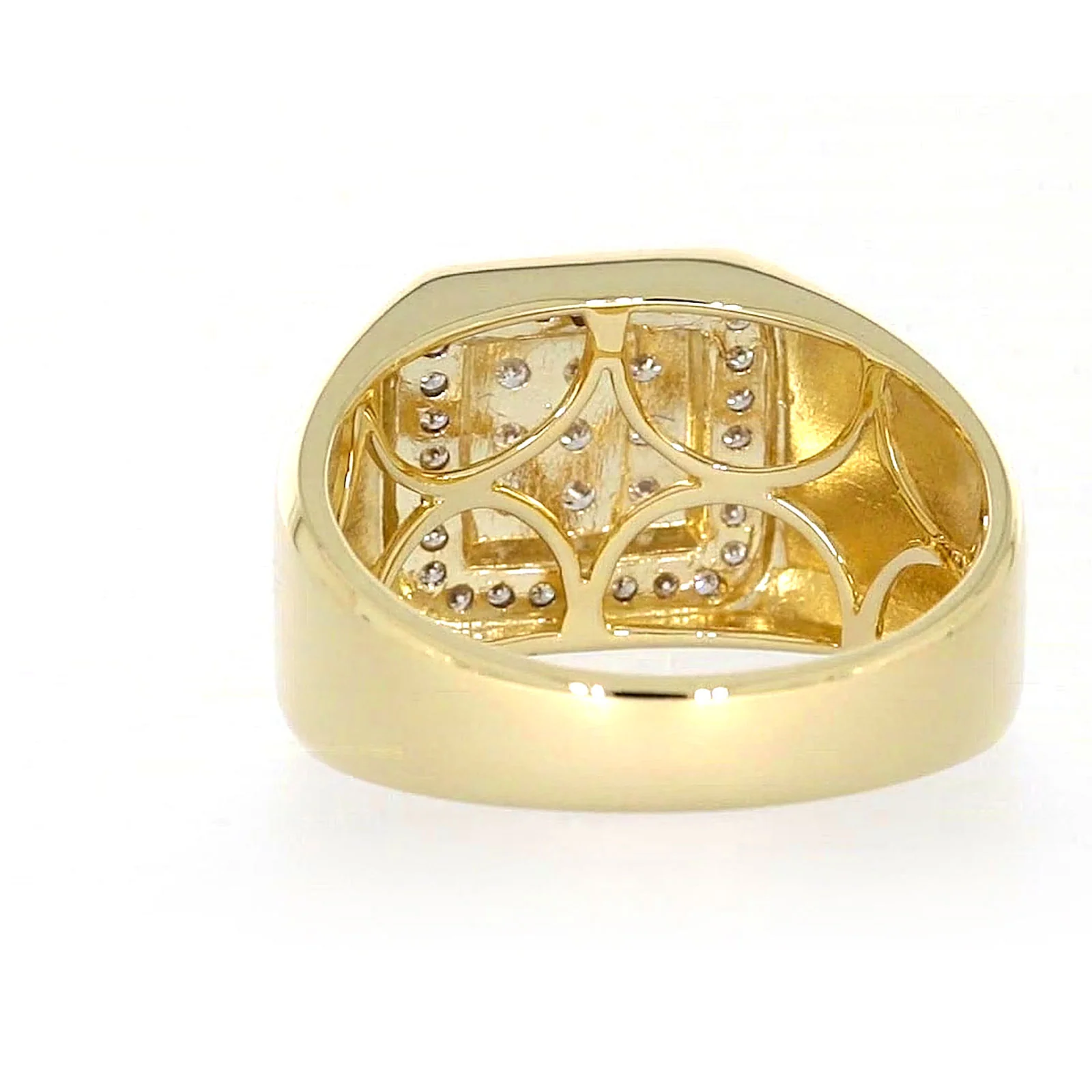 9ct Yellow Gold Round Brilliant Cut with 1/3 CARAT tw of Diamonds Square Mens Ring - Image 36