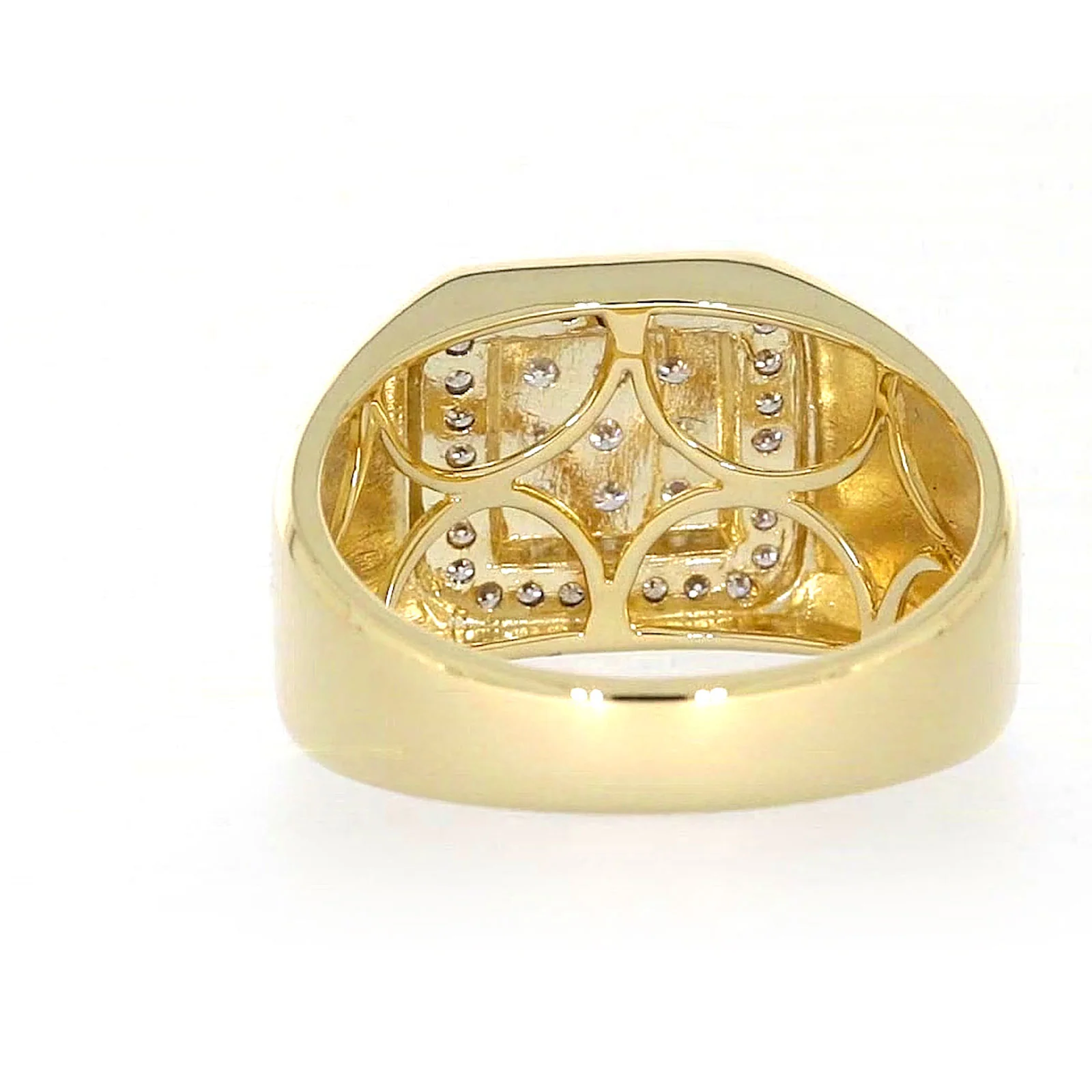 9ct Yellow Gold Round Brilliant Cut with 1/3 CARAT tw of Diamonds Square Mens Ring - Image 37