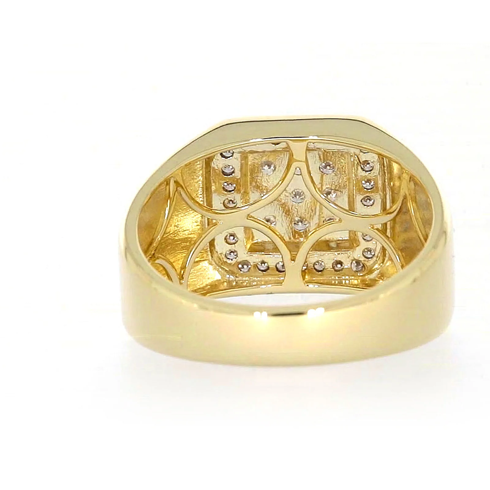 9ct Yellow Gold Round Brilliant Cut with 1/3 CARAT tw of Diamonds Square Mens Ring - Image 39
