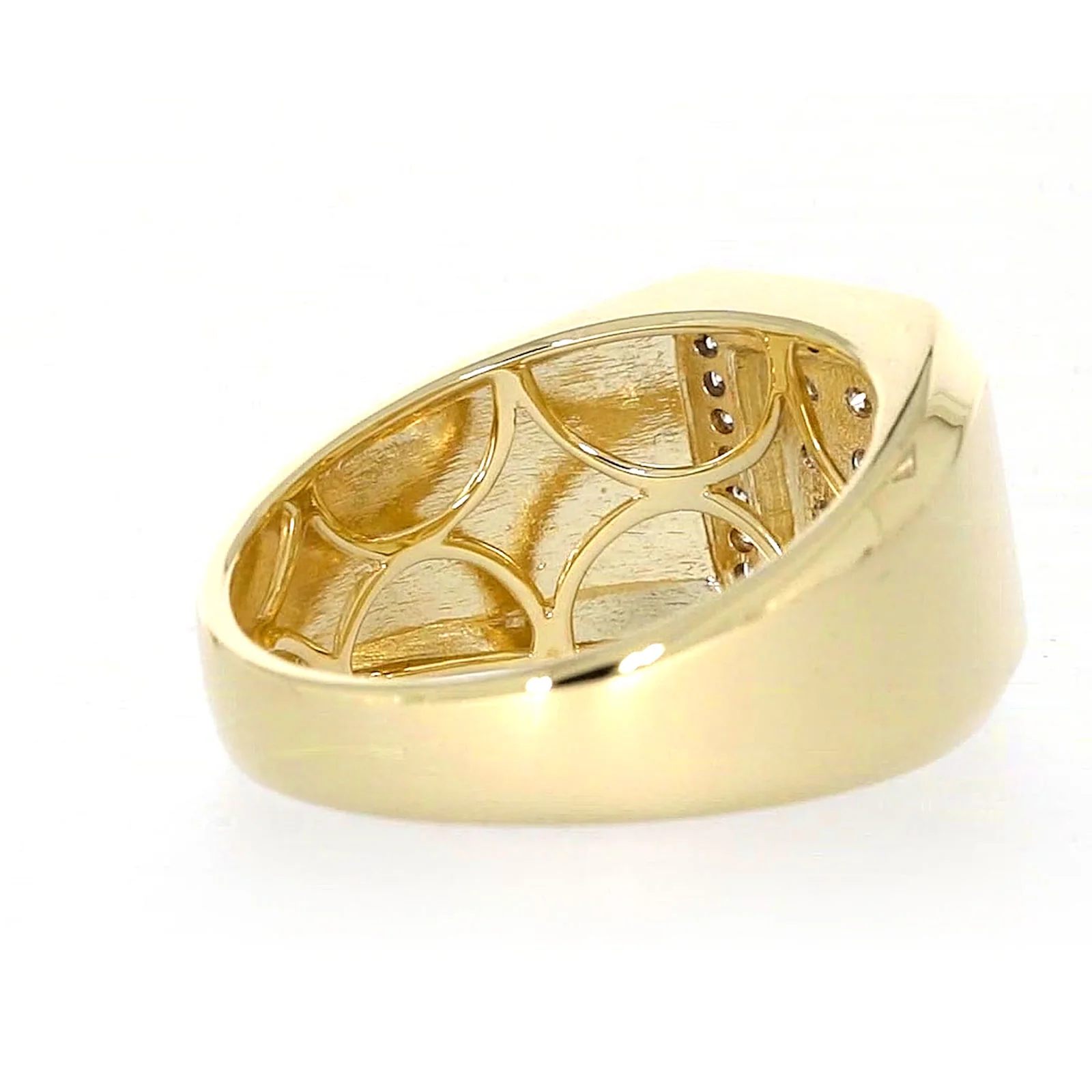 9ct Yellow Gold Round Brilliant Cut with 1/3 CARAT tw of Diamonds Square Mens Ring - Image 47