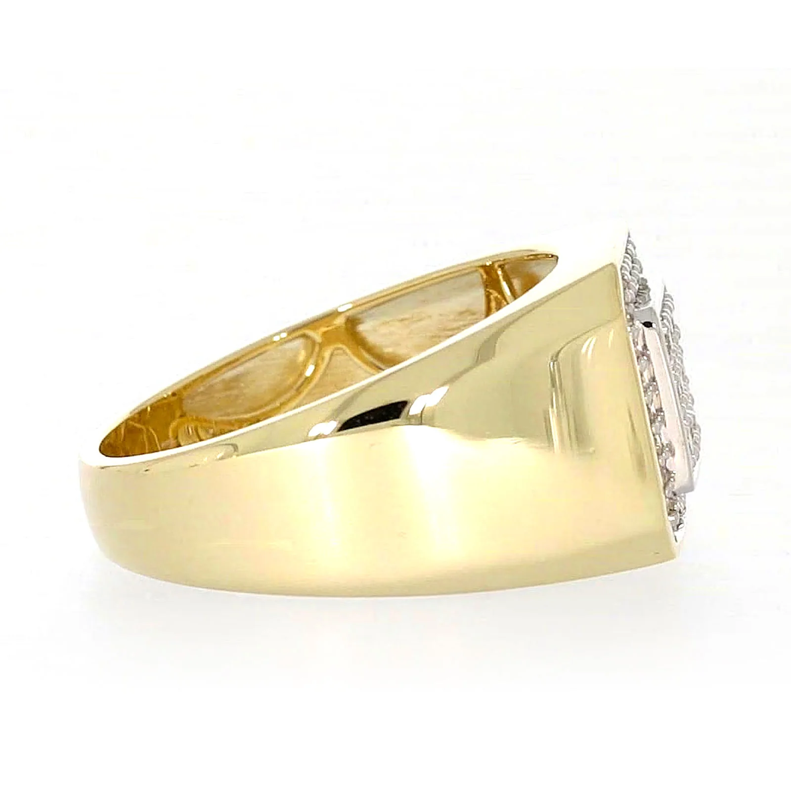 9ct Yellow Gold Round Brilliant Cut with 1/3 CARAT tw of Diamonds Square Mens Ring - Image 57