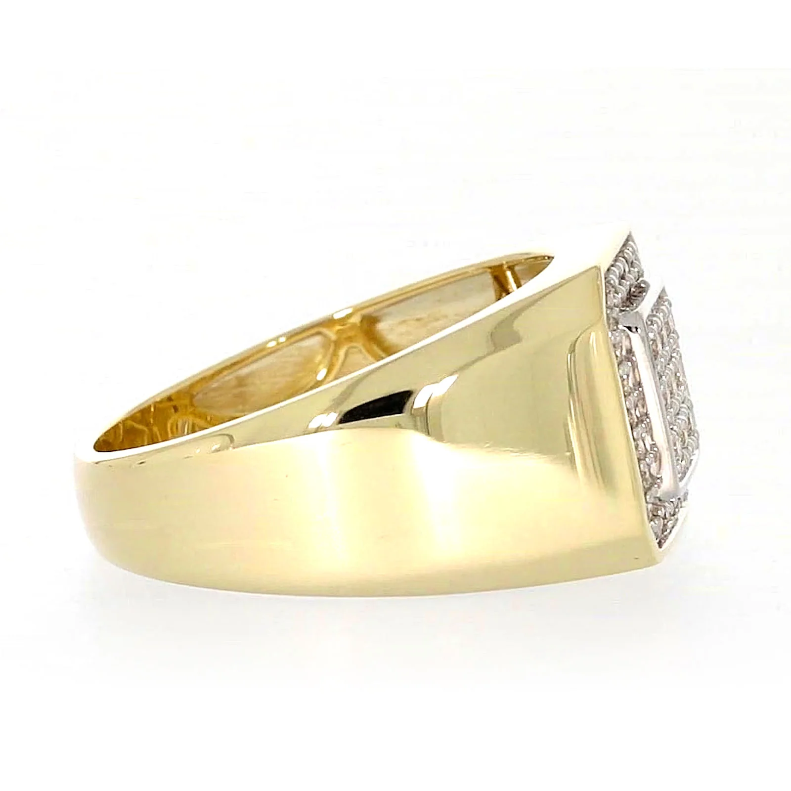 9ct Yellow Gold Round Brilliant Cut with 1/3 CARAT tw of Diamonds Square Mens Ring - Image 58