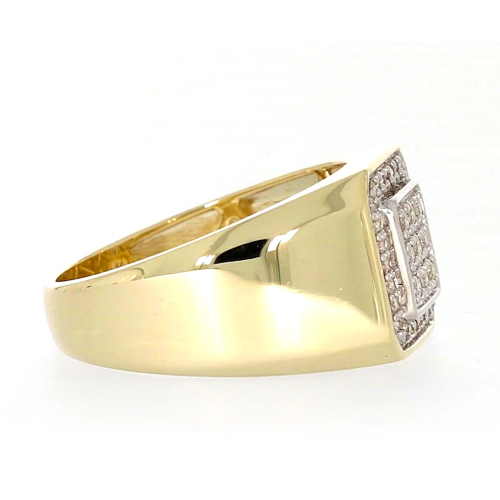 9ct Yellow Gold Round Brilliant Cut with 1/3 CARAT tw of Diamonds Square Mens Ring - Image 59