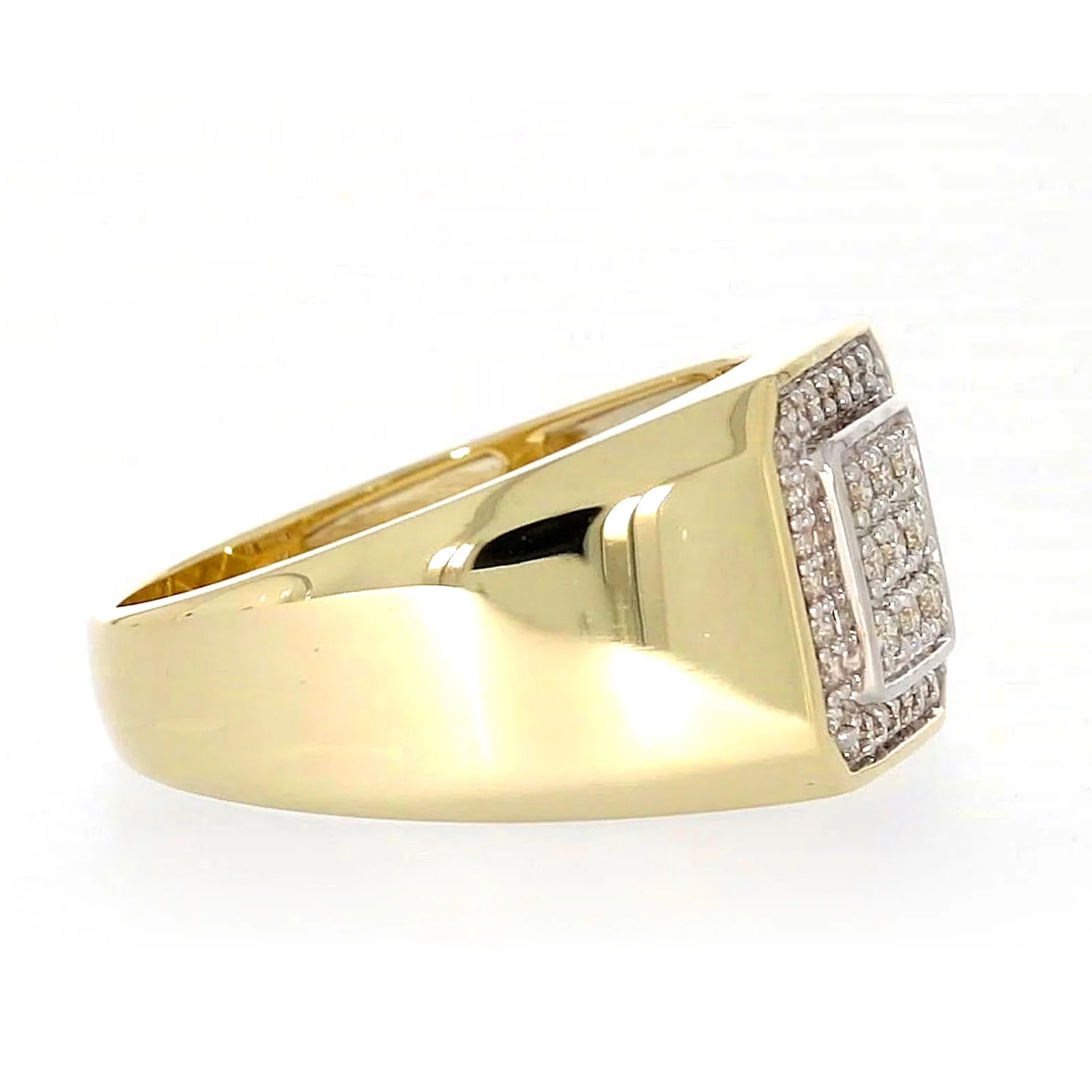 9ct Yellow Gold Round Brilliant Cut with 1/3 CARAT tw of Diamonds Square Mens Ring - Image 60