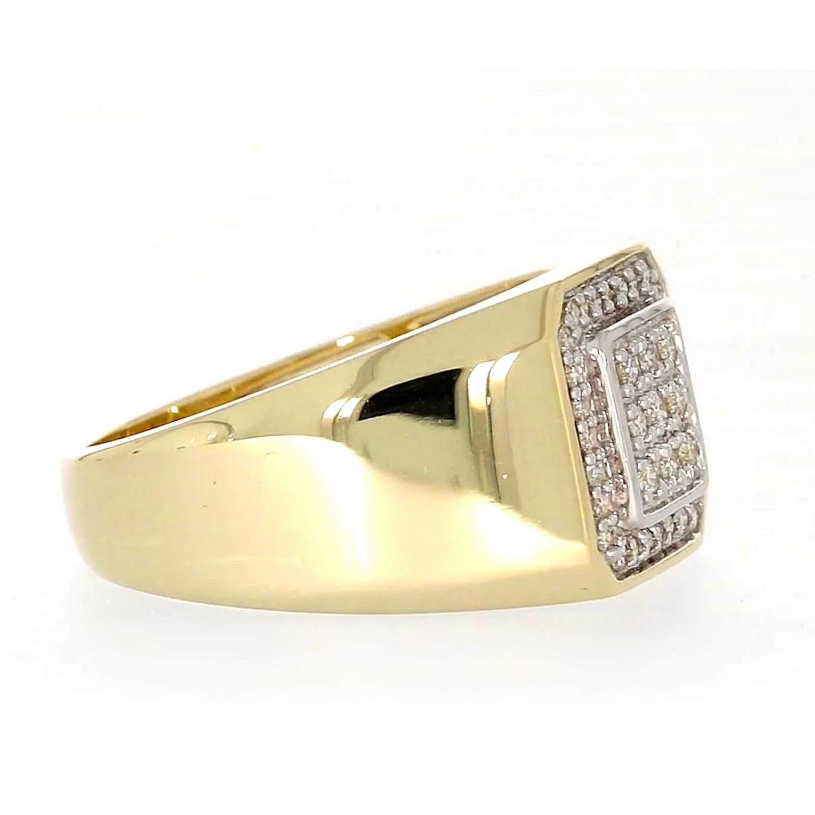 9ct Yellow Gold Round Brilliant Cut with 1/3 CARAT tw of Diamonds Square Mens Ring - Image 61