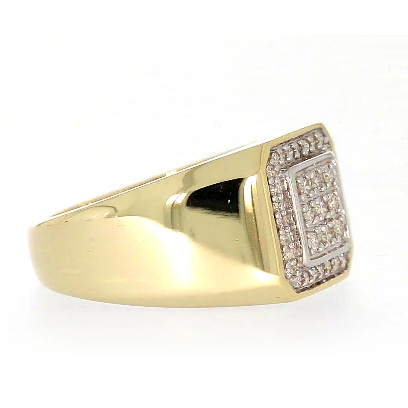 9ct Yellow Gold Round Brilliant Cut with 1/3 CARAT tw of Diamonds Square Mens Ring - Image 62