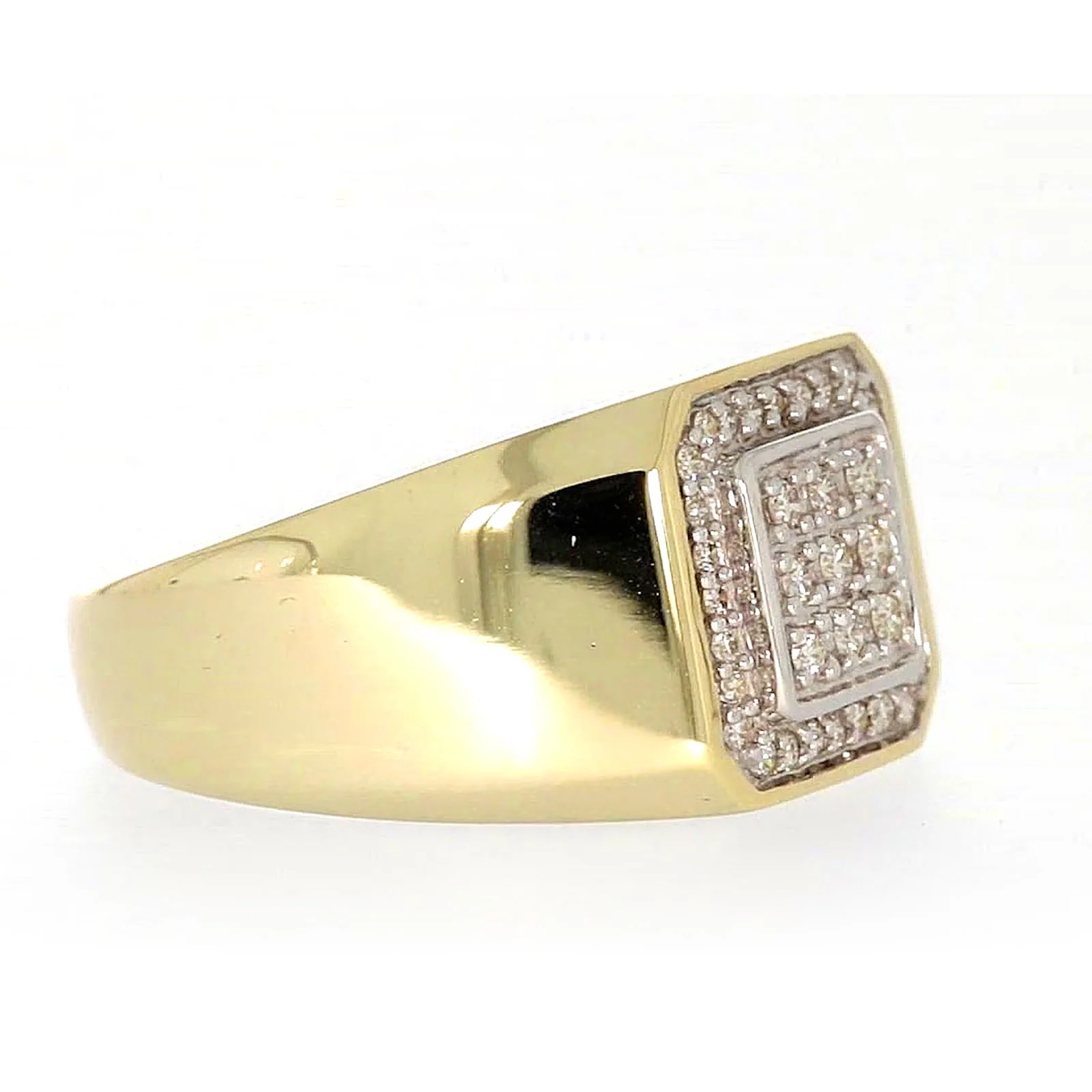 9ct Yellow Gold Round Brilliant Cut with 1/3 CARAT tw of Diamonds Square Mens Ring - Image 63