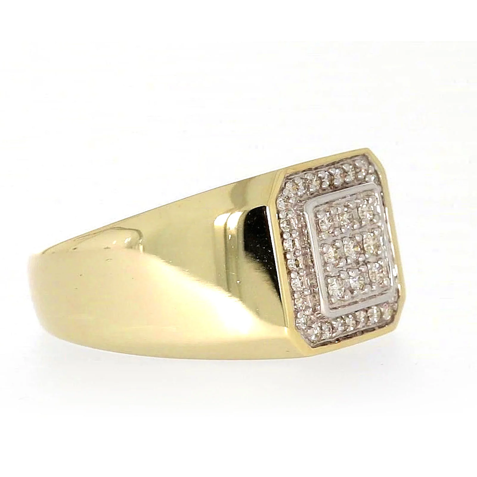 9ct Yellow Gold Round Brilliant Cut with 1/3 CARAT tw of Diamonds Square Mens Ring - Image 64