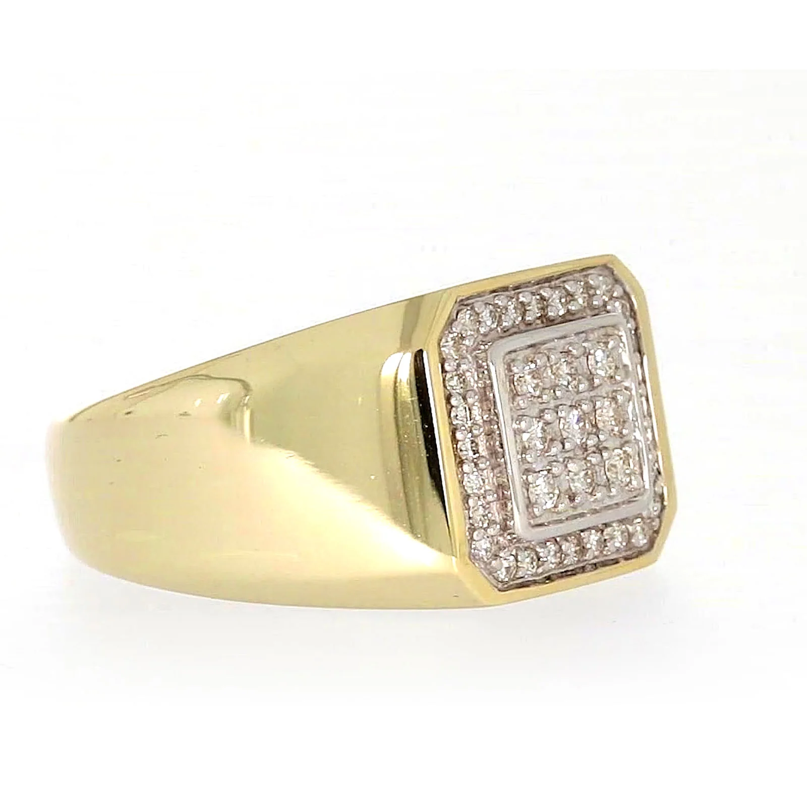 9ct Yellow Gold Round Brilliant Cut with 1/3 CARAT tw of Diamonds Square Mens Ring - Image 65