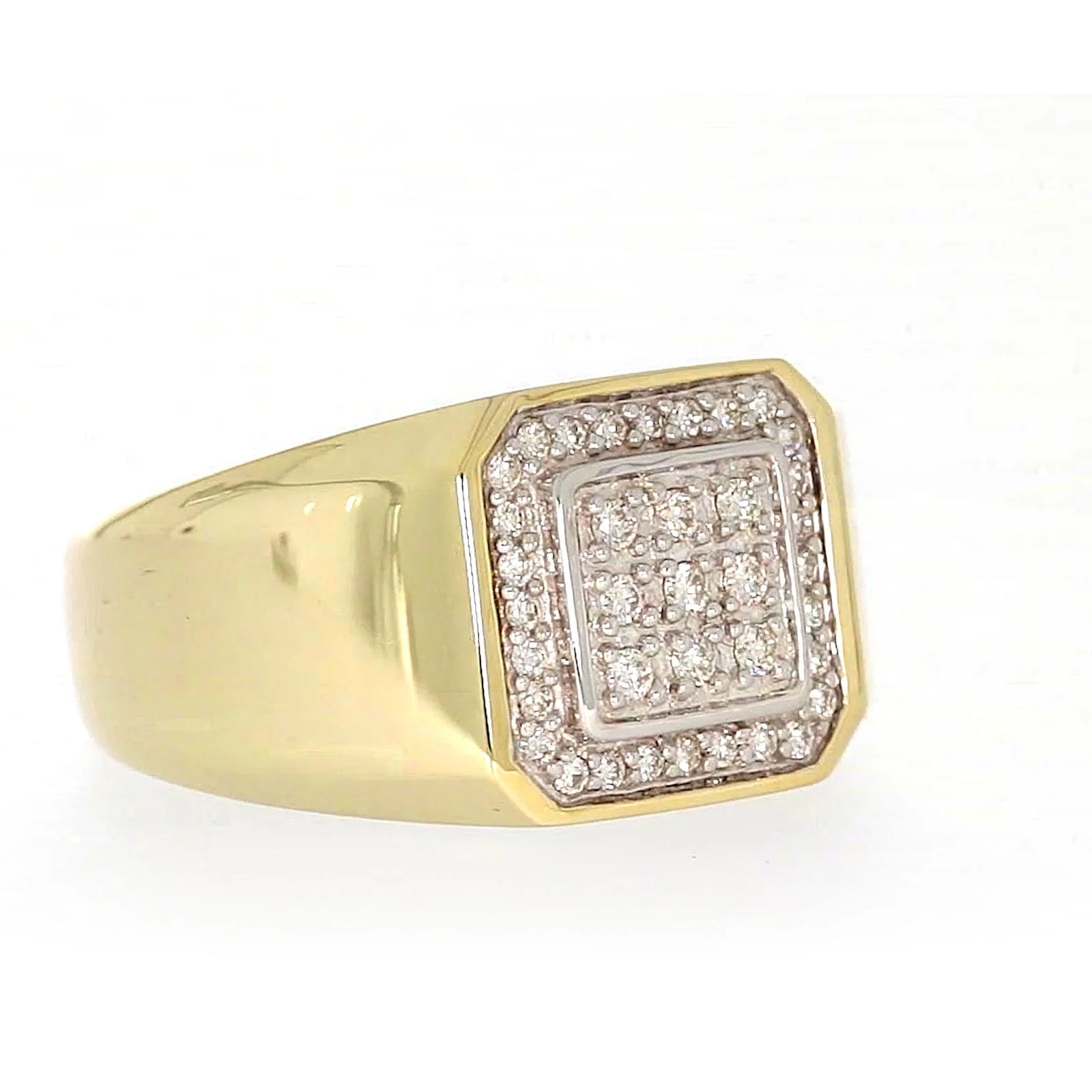 9ct Yellow Gold Round Brilliant Cut with 1/3 CARAT tw of Diamonds Square Mens Ring - Image 68