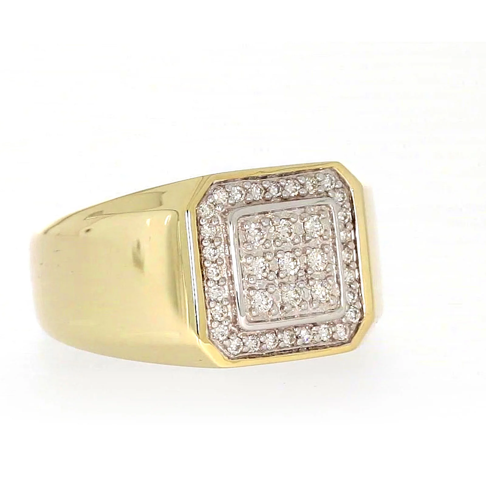 9ct Yellow Gold Round Brilliant Cut with 1/3 CARAT tw of Diamonds Square Mens Ring - Image 69