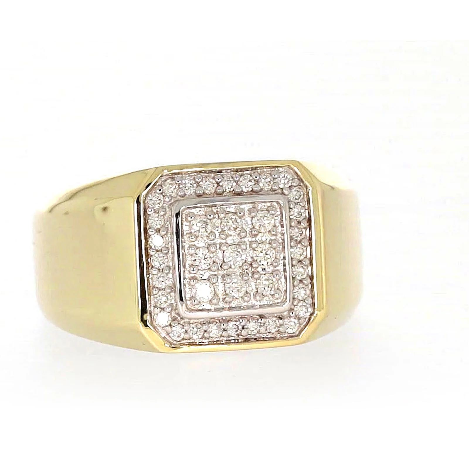 9ct Yellow Gold Round Brilliant Cut with 1/3 CARAT tw of Diamonds Square Mens Ring - Image 72