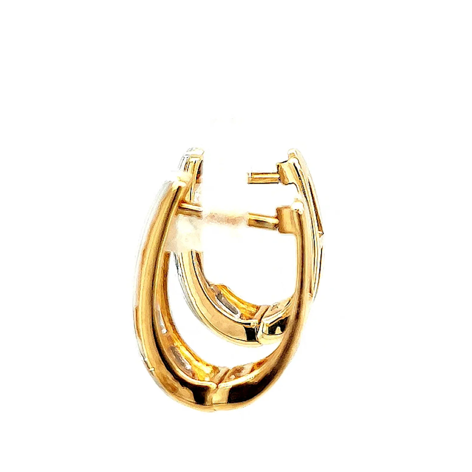 9ct Yellow Gold Round Brilliant Cut with 1/4 Carat tw of Diamonds Huggie Earrings - Image 22
