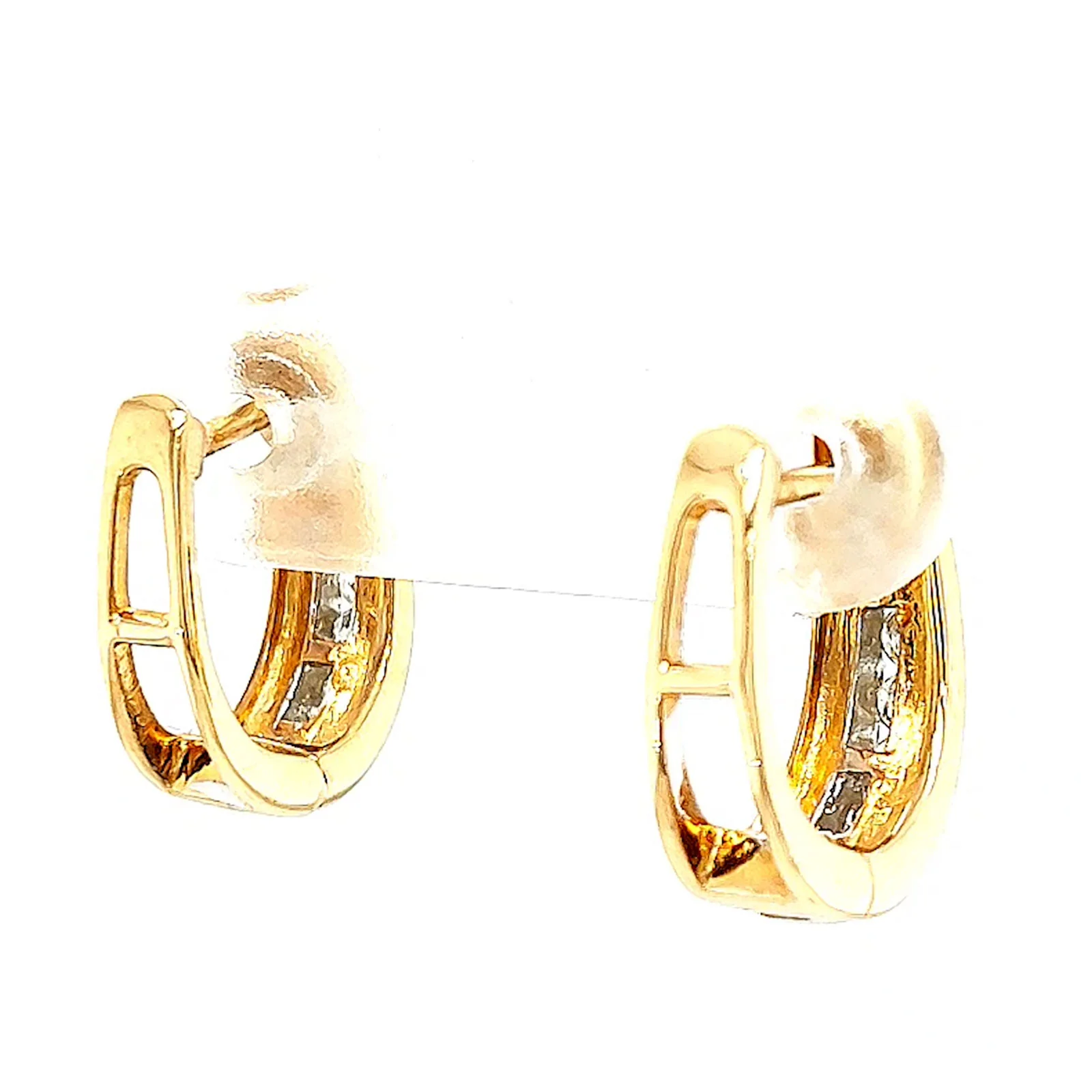 9ct Yellow Gold Round Brilliant Cut with 1/4 Carat tw of Diamonds Huggie Earrings - Image 46
