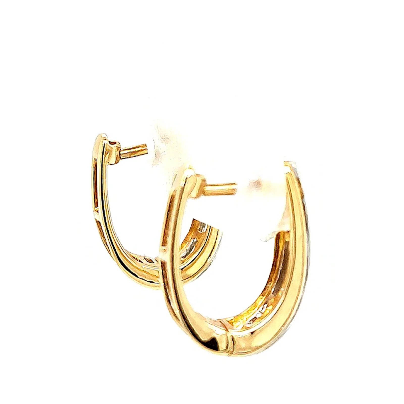 9ct Yellow Gold Round Brilliant Cut with 1/4 Carat tw of Diamonds Huggie Earrings - Image 54
