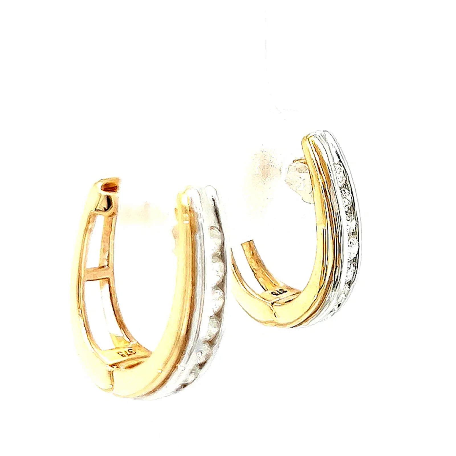9ct Yellow Gold Round Brilliant Cut with 1/4 Carat tw of Diamonds Huggie Earrings - Image 64