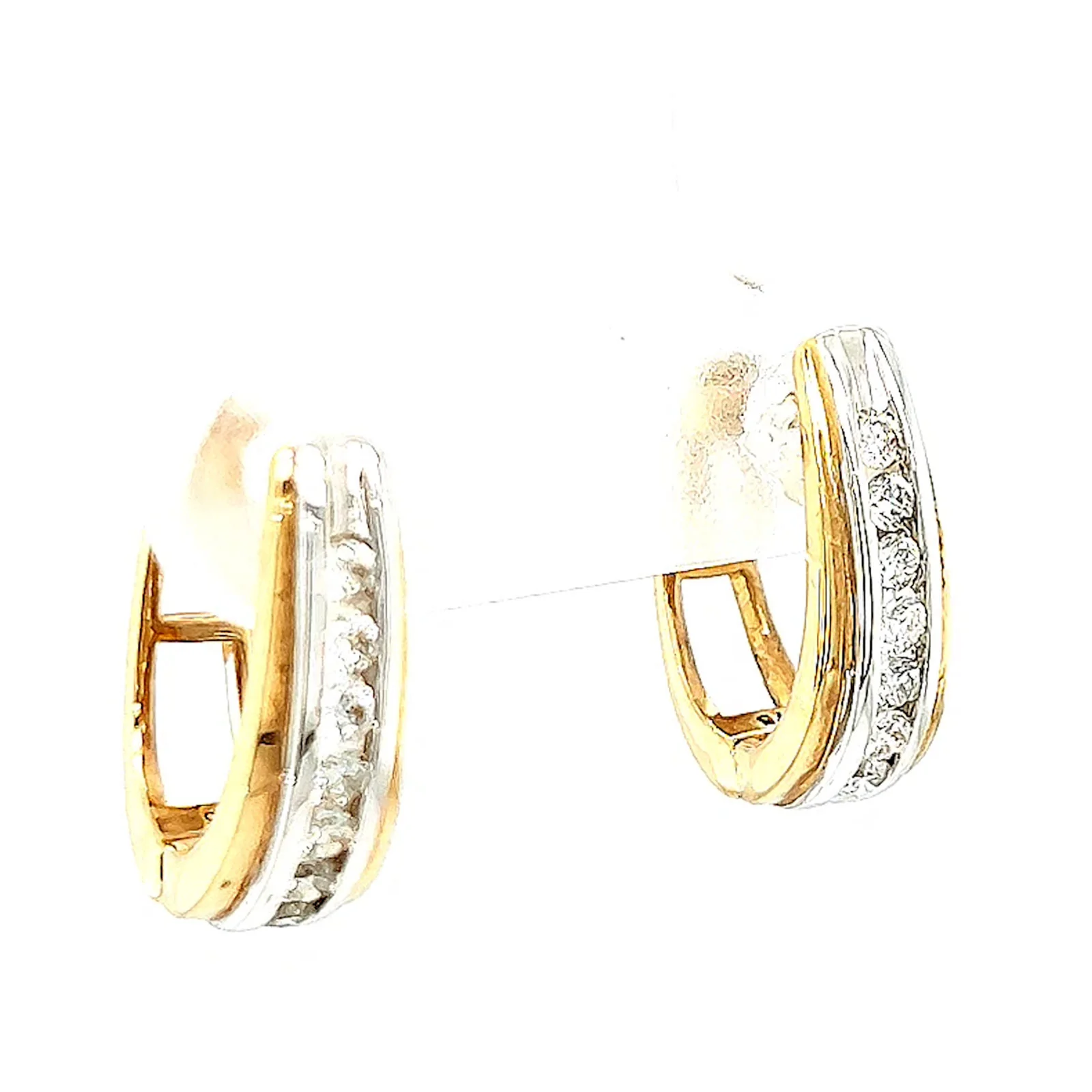 9ct Yellow Gold Round Brilliant Cut with 1/4 Carat tw of Diamonds Huggie Earrings - Image 69