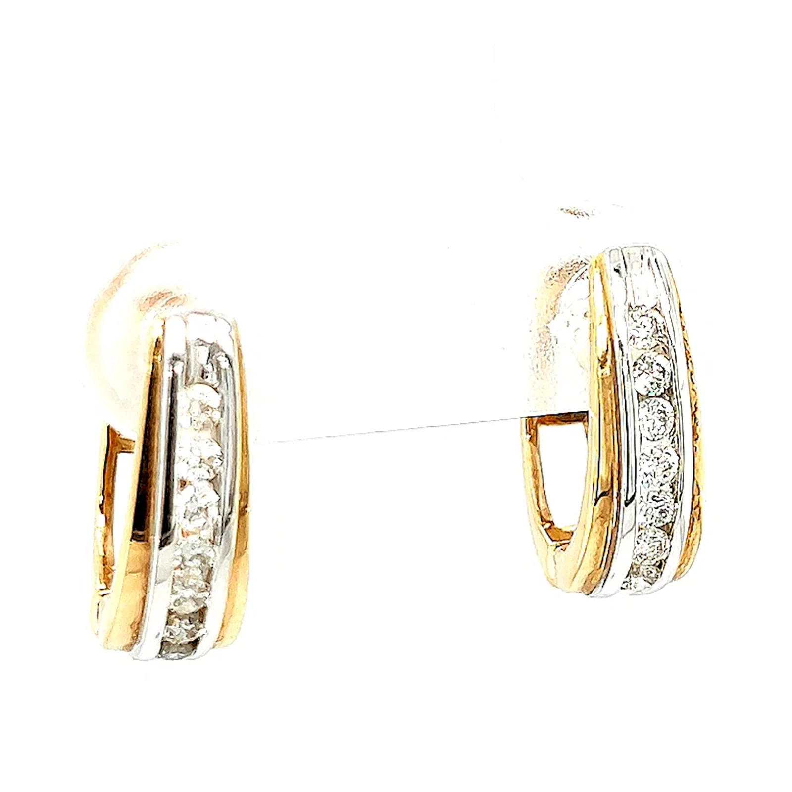 9ct Yellow Gold Round Brilliant Cut with 1/4 Carat tw of Diamonds Huggie Earrings - Image 72