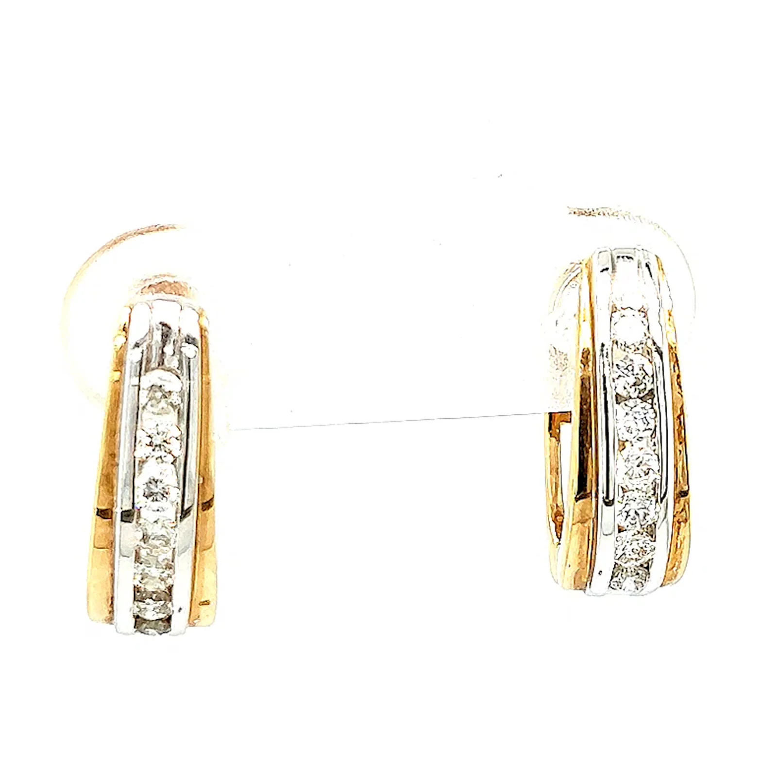 9ct Yellow Gold Round Brilliant Cut with 1/4 Carat tw of Diamonds Huggie Earrings - Image 74