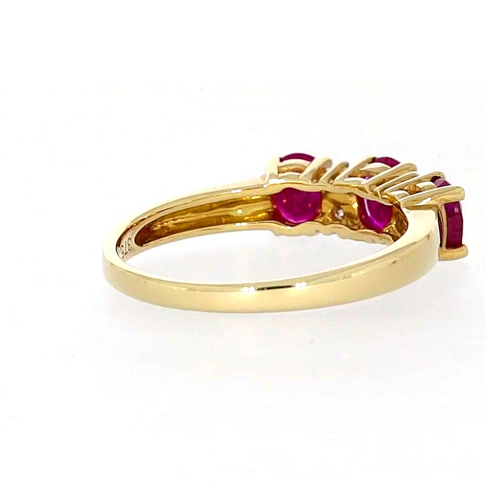 9ct Yellow Gold Oval Natural Ruby with 0.10 CARAT tw of Diamonds Ring - Image 46