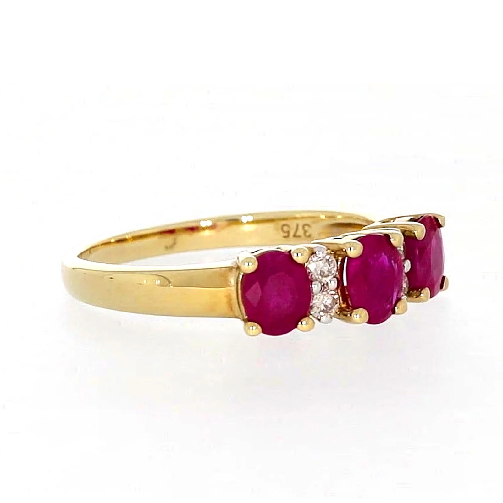 9ct Yellow Gold Oval Natural Ruby with 0.10 CARAT tw of Diamonds Ring - Image 66