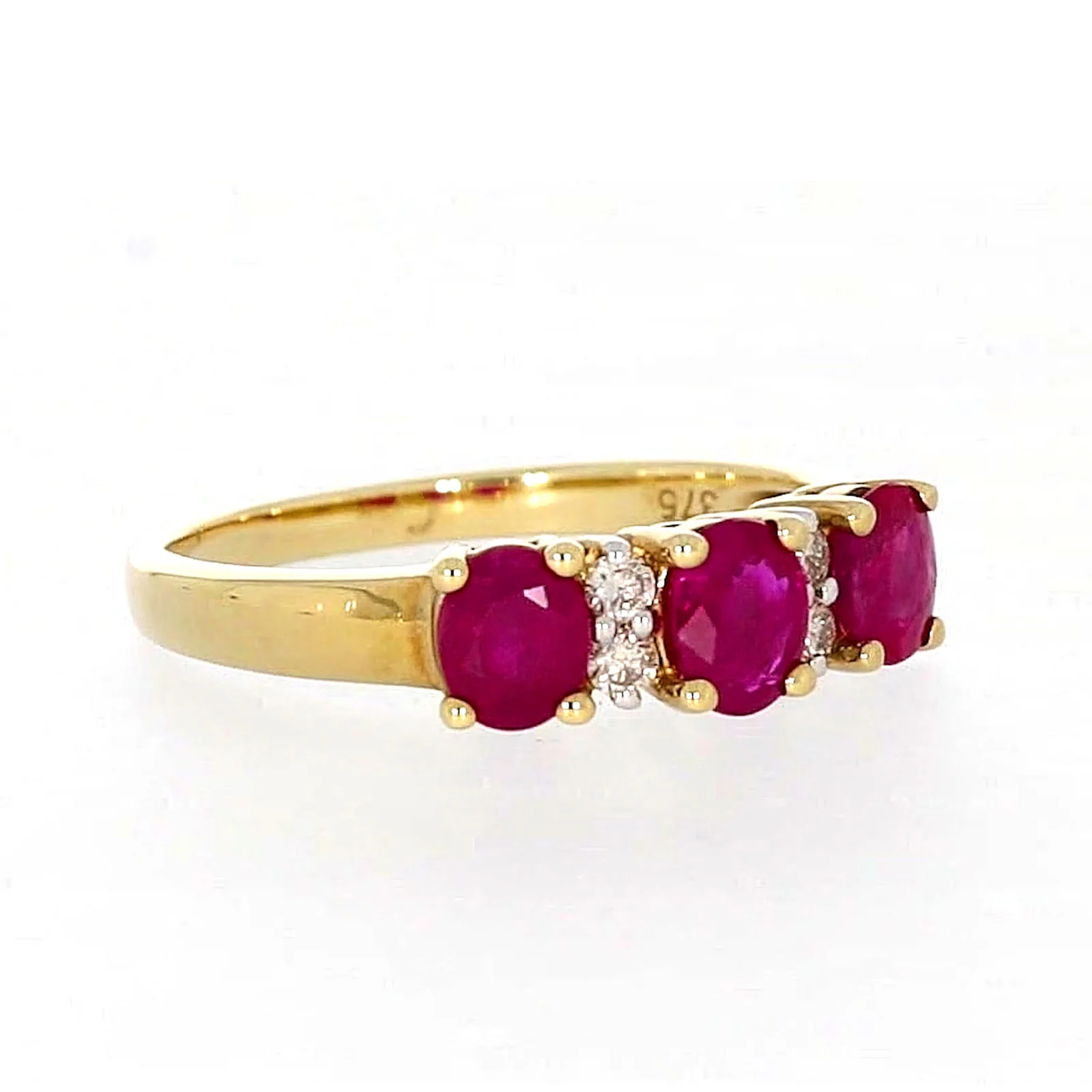 9ct Yellow Gold Oval Natural Ruby with 0.10 CARAT tw of Diamonds Ring - Image 68