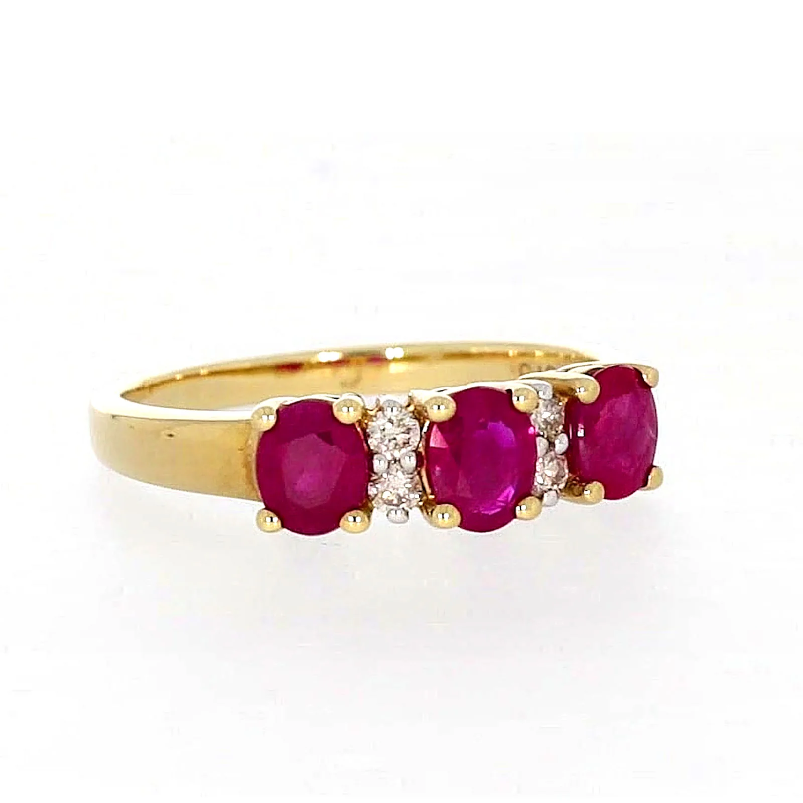 9ct Yellow Gold Oval Natural Ruby with 0.10 CARAT tw of Diamonds Ring - Image 70