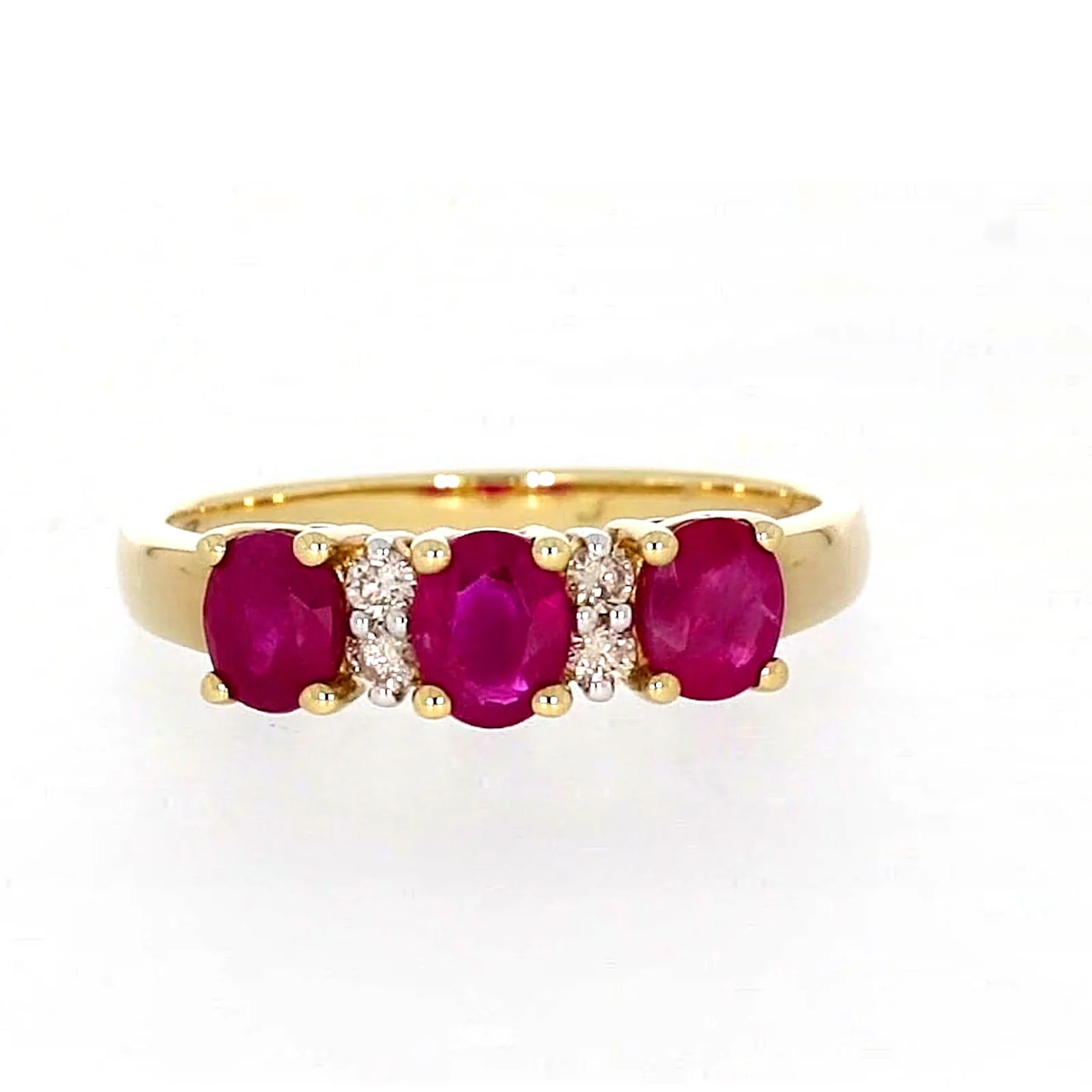 9ct Yellow Gold Oval Natural Ruby with 0.10 CARAT tw of Diamonds Ring - Image 74