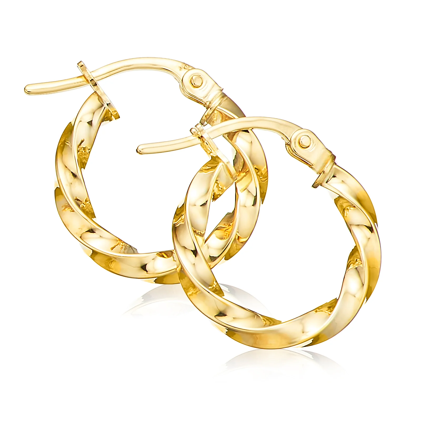 9ct Yellow Gold 10mm Twist Hoop Earrings