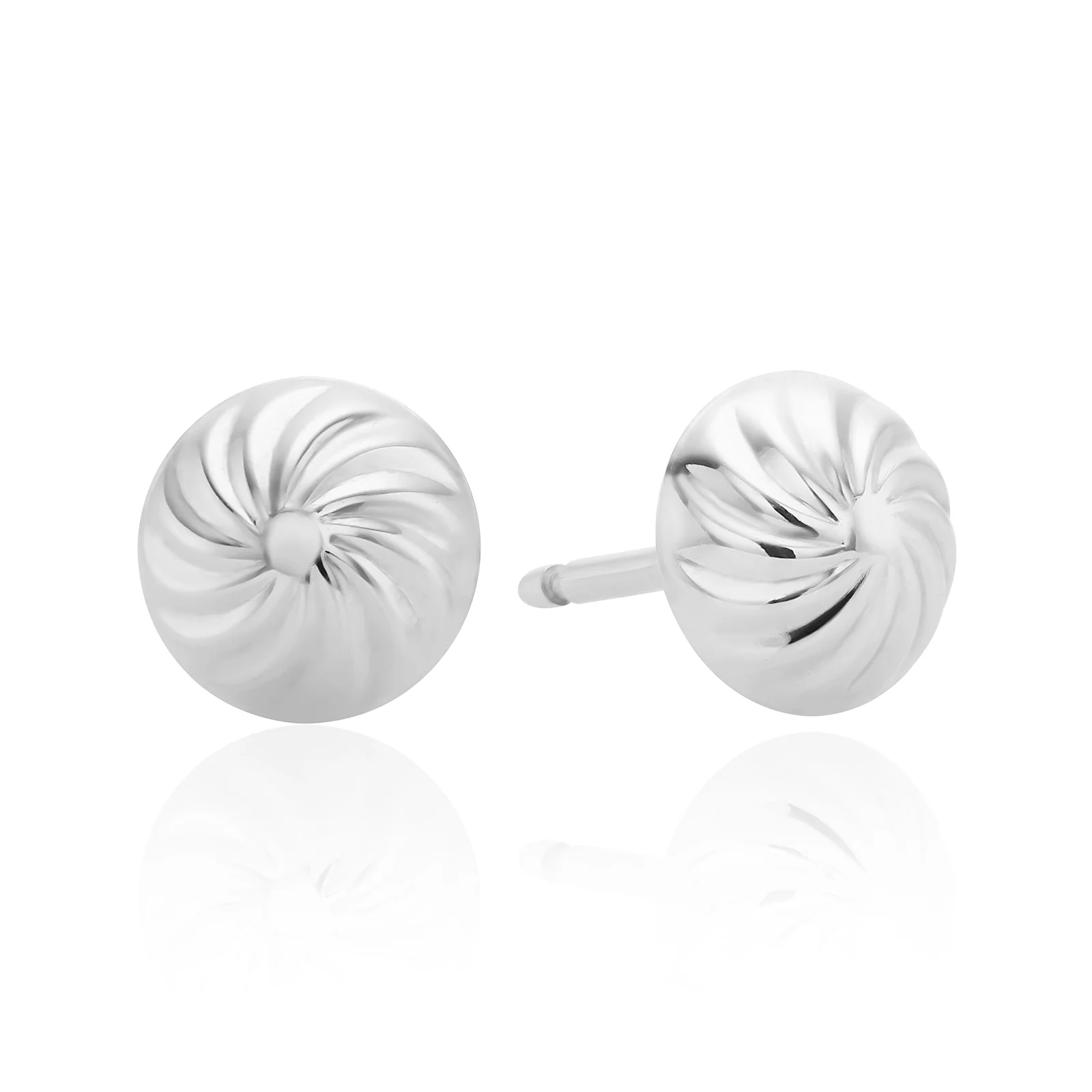 9ct White Gold Swirl Ball Stud Earrings
