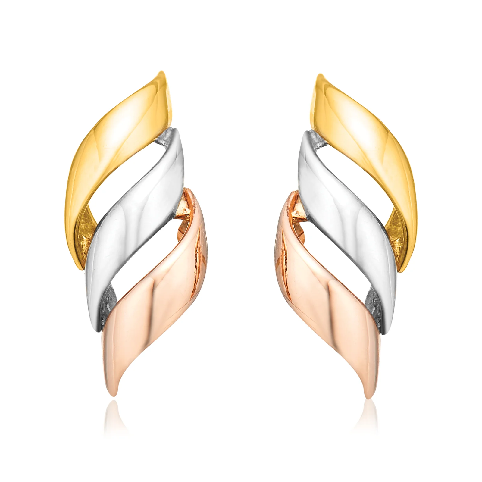 9ct Two Tone GoldWave Pattern Stud Earrings