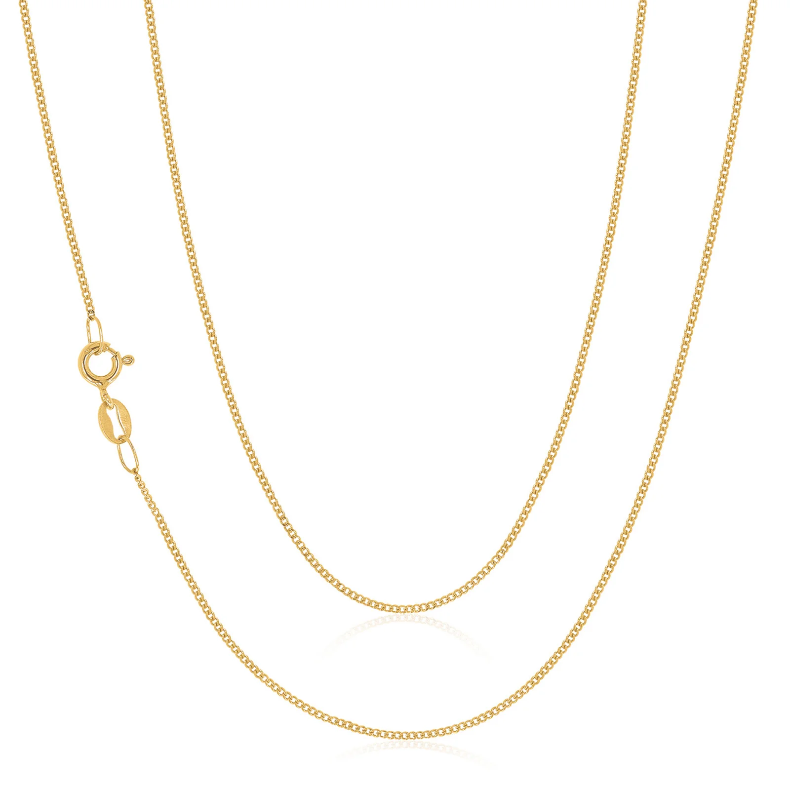 9ct Yellow Gold 50cm Diamond Cut Curb Chain