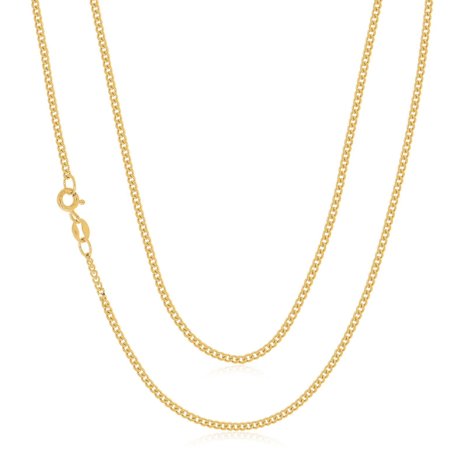 9ct Yellow Gold 55cm Diamond Cut Curb Chain
