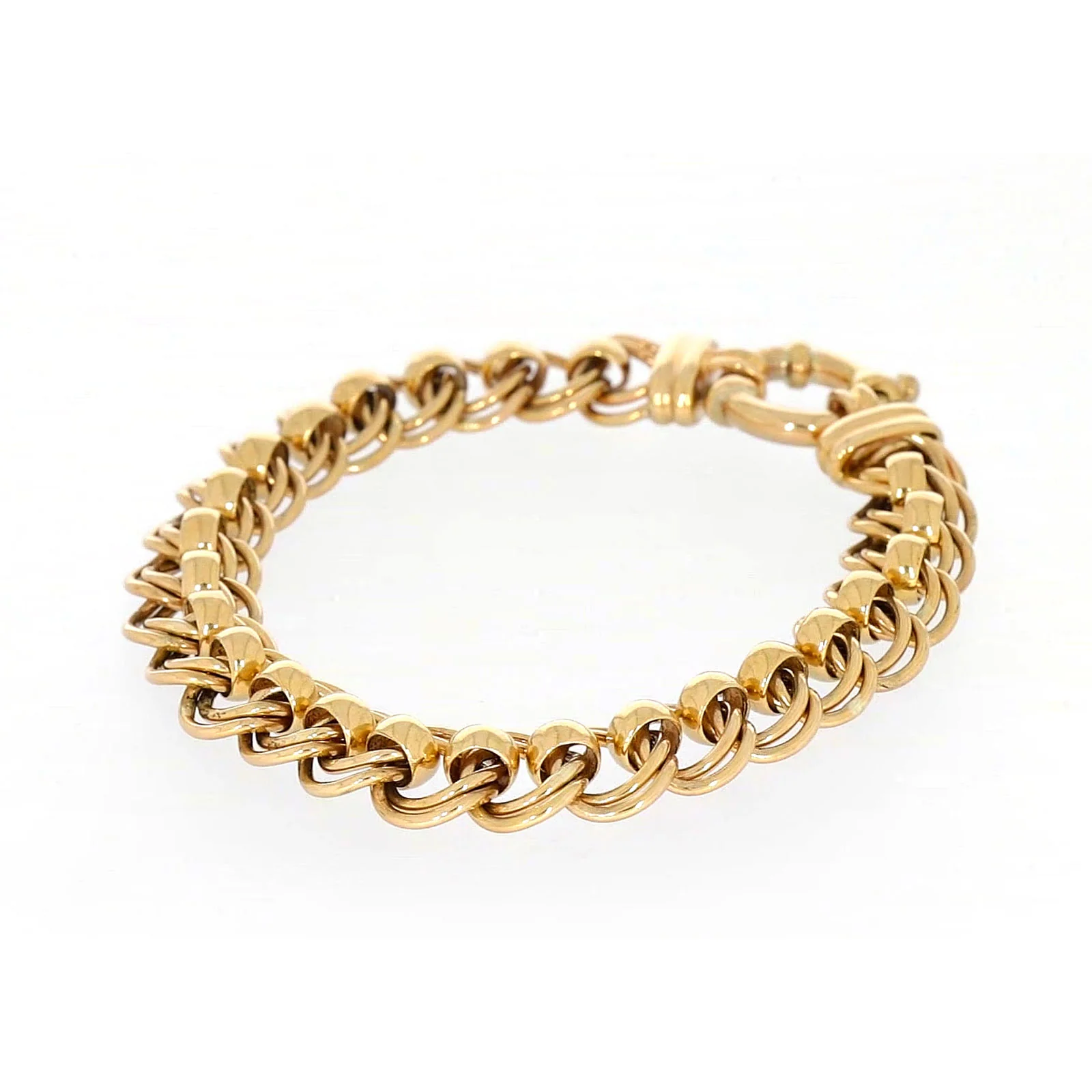 9ct Yellow Gold 19cm Double Belcher Bracelet with Bolt Ring - Image 10