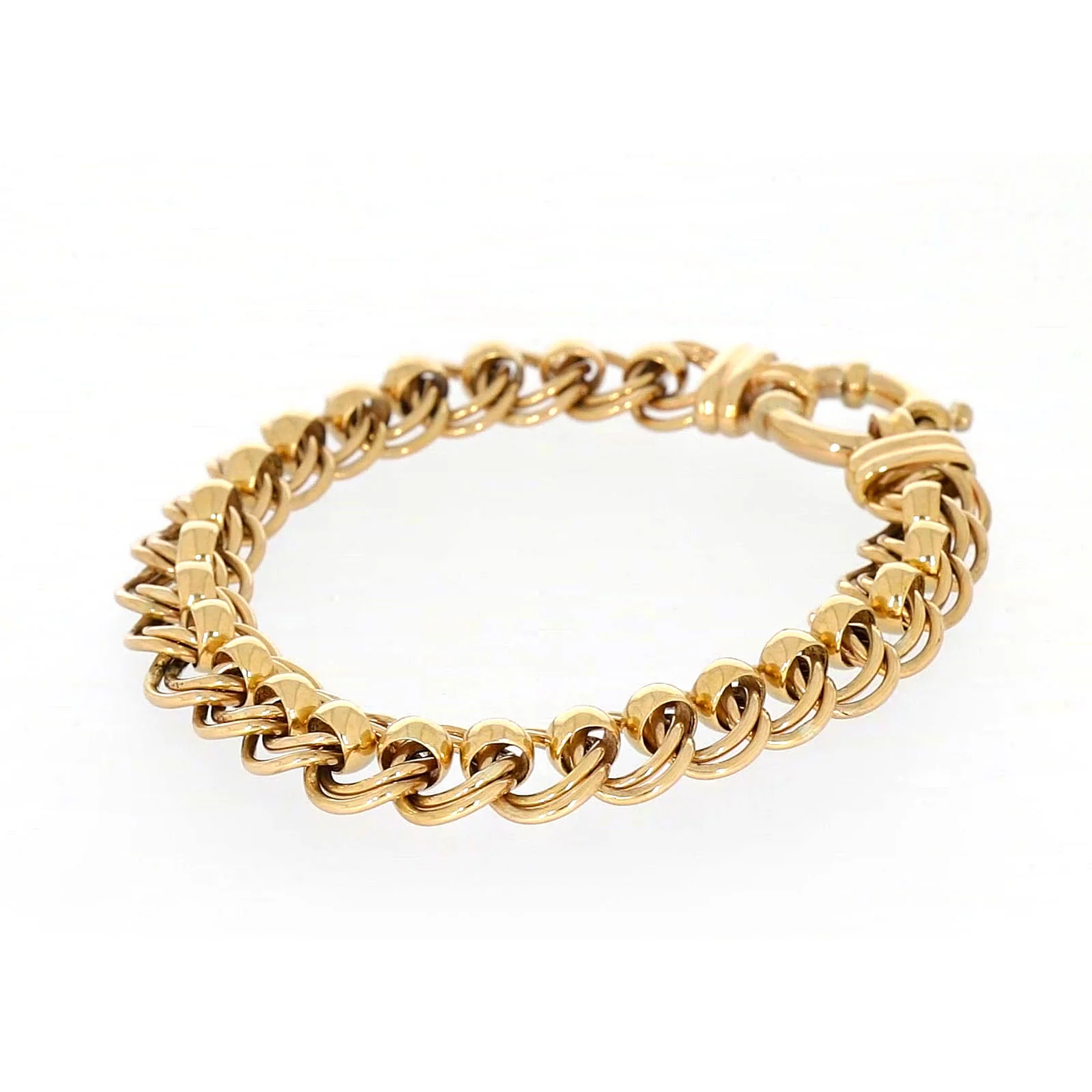 9ct Yellow Gold 19cm Double Belcher Bracelet with Bolt Ring - Image 12