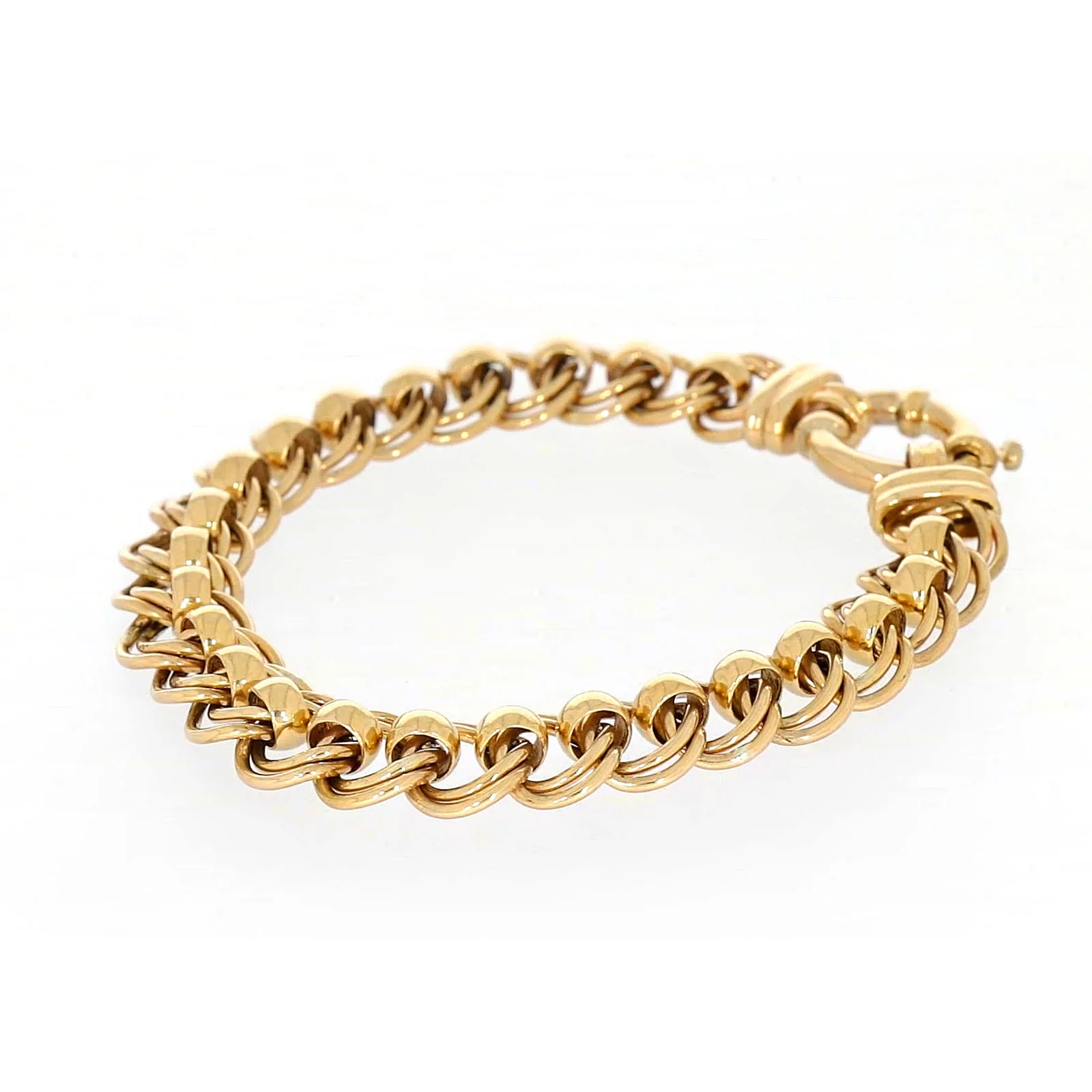 9ct Yellow Gold 19cm Double Belcher Bracelet with Bolt Ring - Image 14