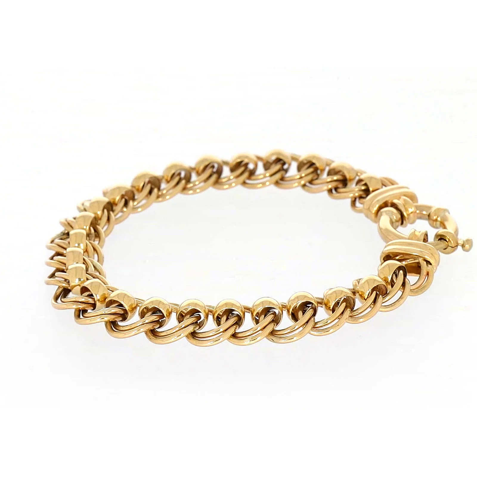 9ct Yellow Gold 19cm Double Belcher Bracelet with Bolt Ring - Image 19