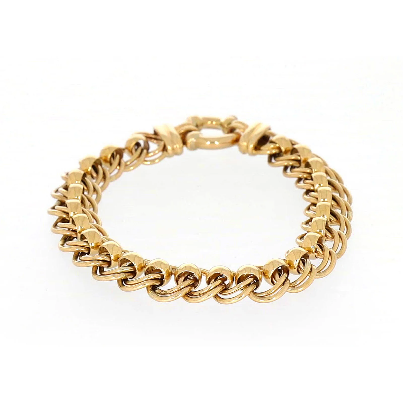 9ct Yellow Gold 19cm Double Belcher Bracelet with Bolt Ring - Image 2