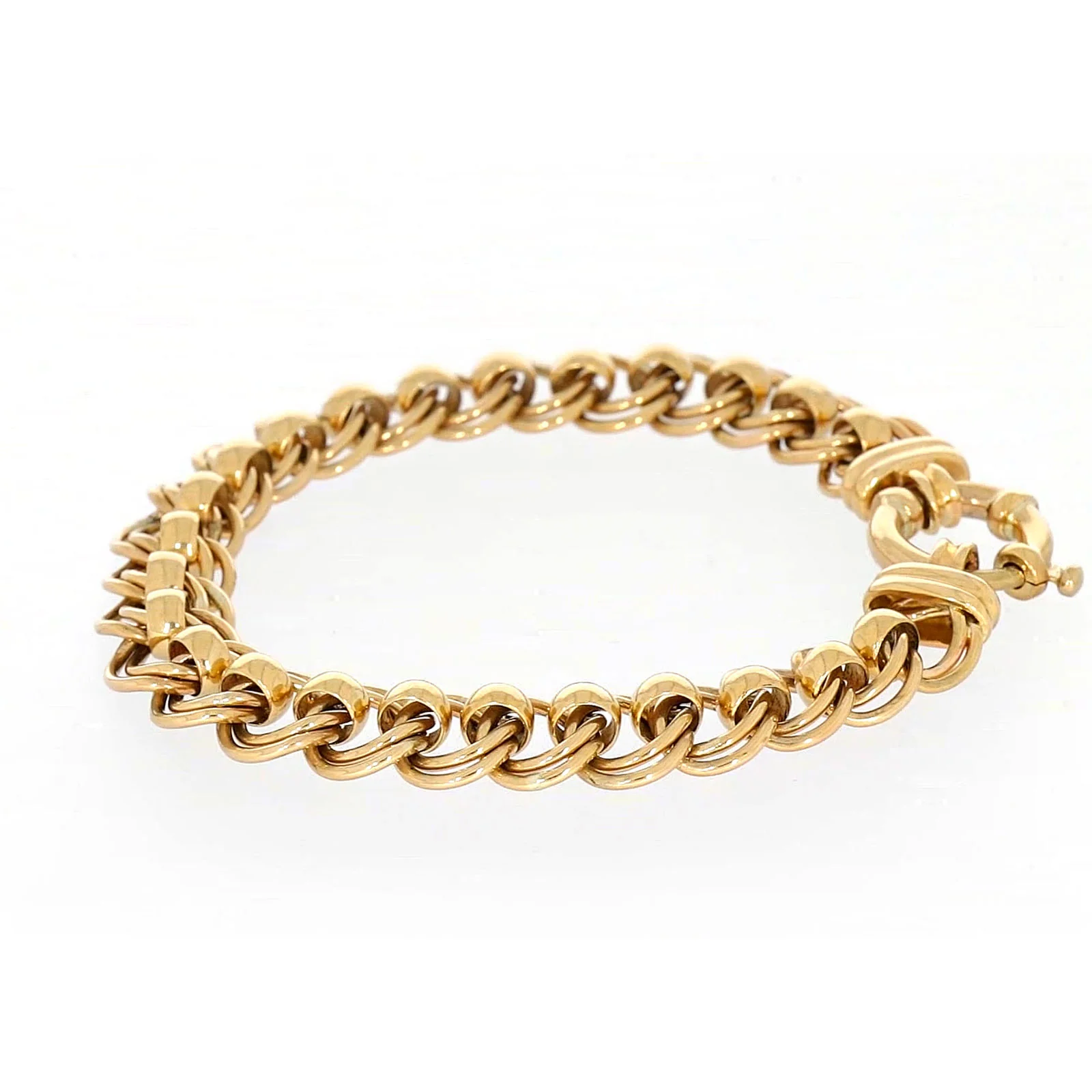9ct Yellow Gold 19cm Double Belcher Bracelet with Bolt Ring - Image 20