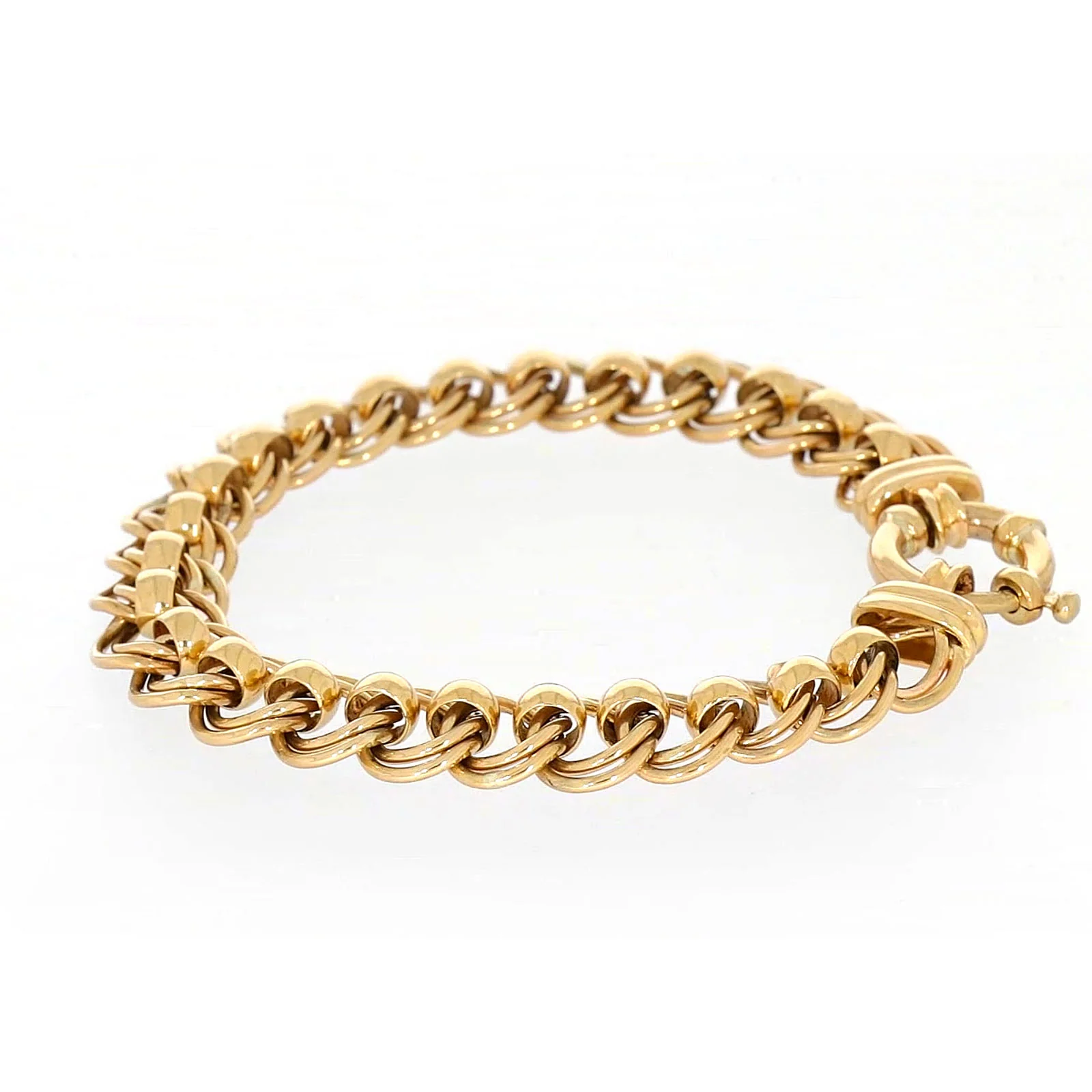9ct Yellow Gold 19cm Double Belcher Bracelet with Bolt Ring - Image 21