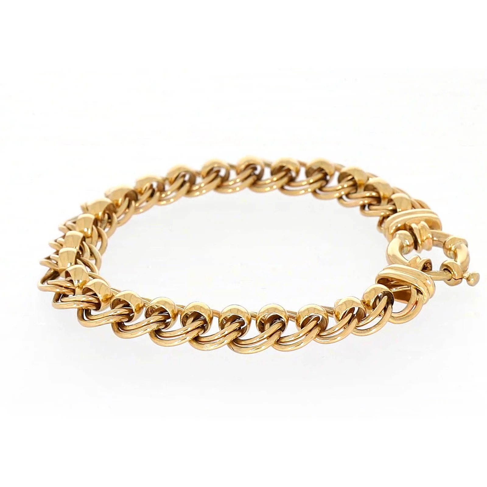 9ct Yellow Gold 19cm Double Belcher Bracelet with Bolt Ring - Image 22
