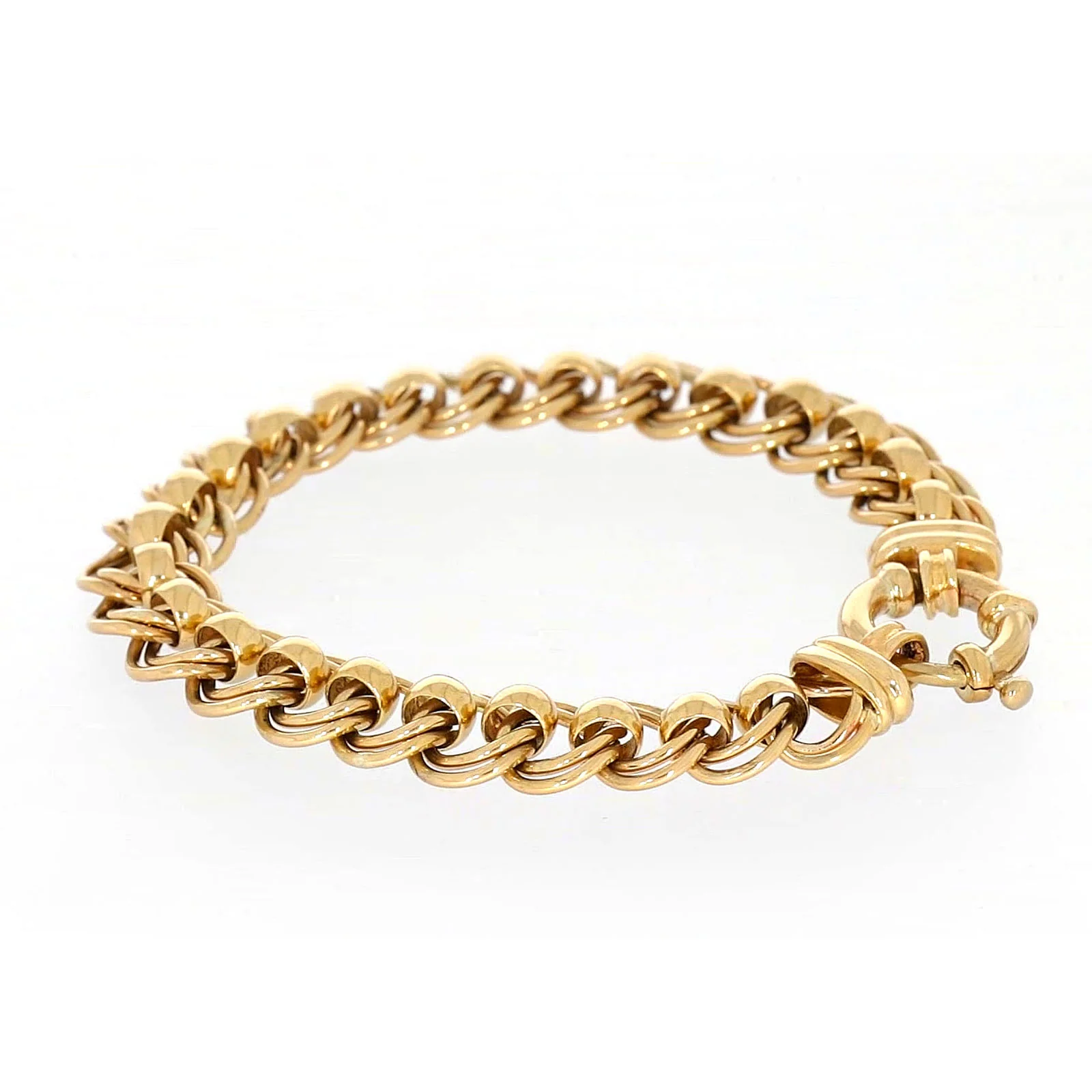 9ct Yellow Gold 19cm Double Belcher Bracelet with Bolt Ring - Image 25