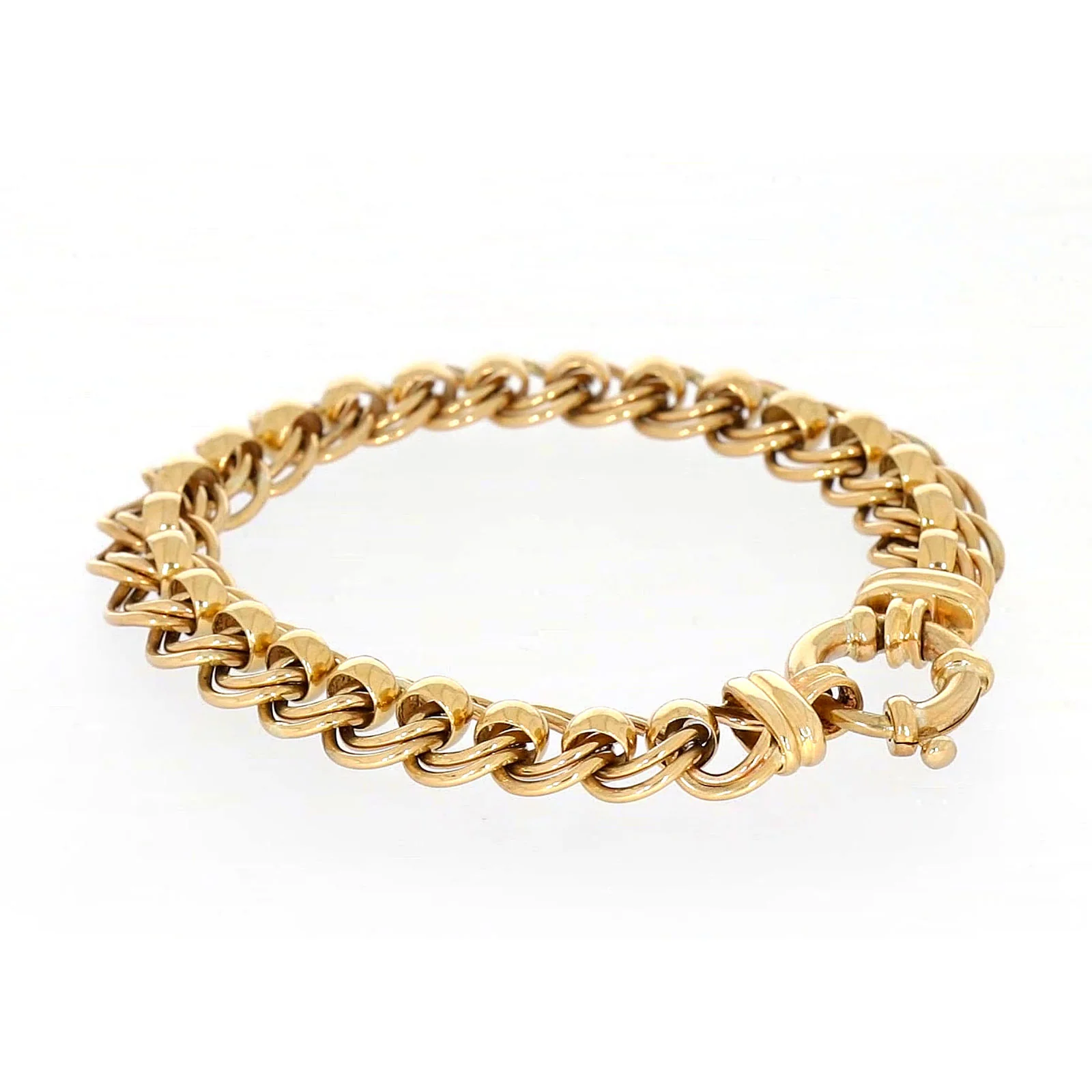 9ct Yellow Gold 19cm Double Belcher Bracelet with Bolt Ring - Image 28
